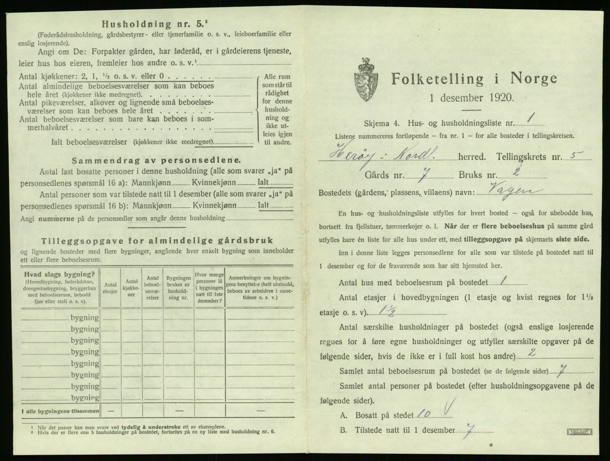 SAT, 1920 census for Herøy, 1920, p. 476