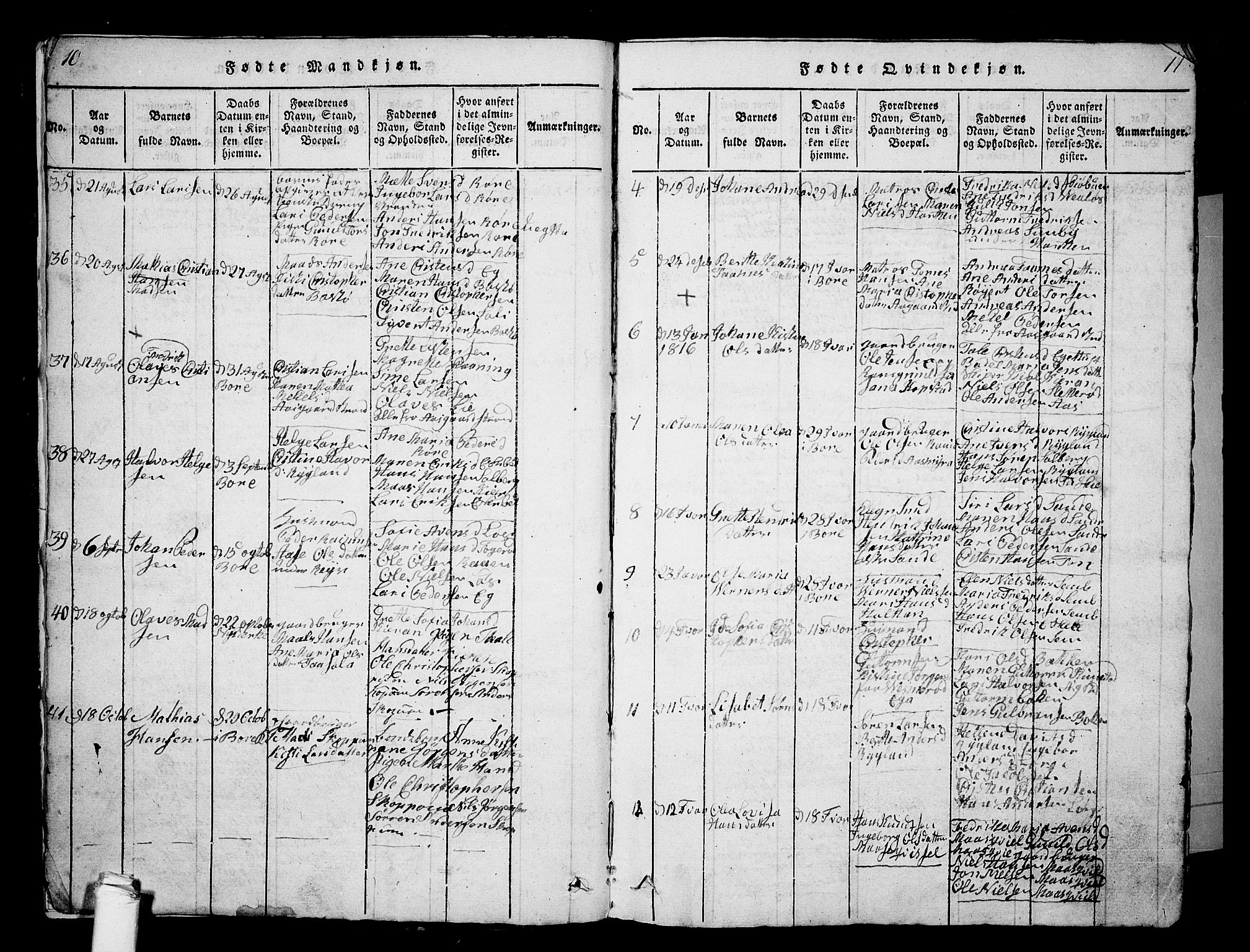 Borre kirkebøker, SAKO/A-338/G/Ga/L0001: Parish register (copy) no. I 1, 1815-1851, p. 10-11