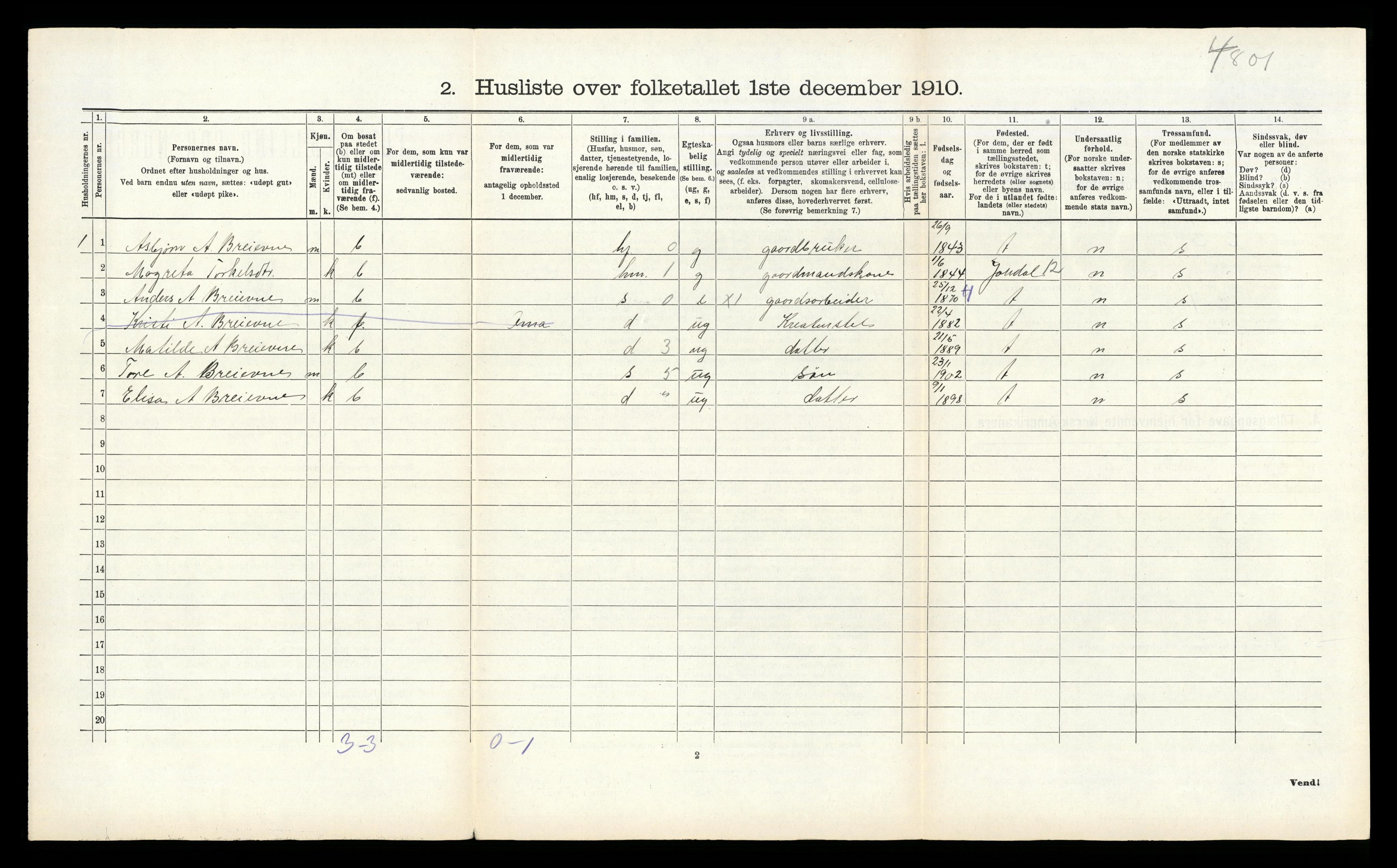 RA, 1910 census for Strandebarm, 1910, p. 115