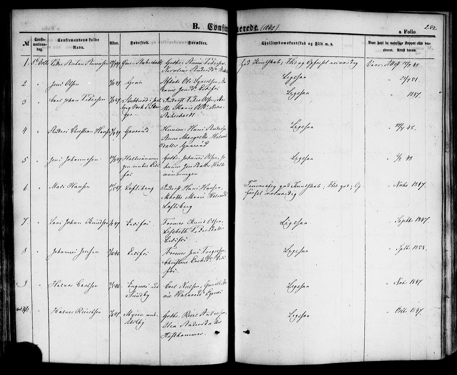 Hof kirkebøker, SAKO/A-64/F/Fa/L0006: Parish register (official) no. I 6, 1851-1877, p. 282