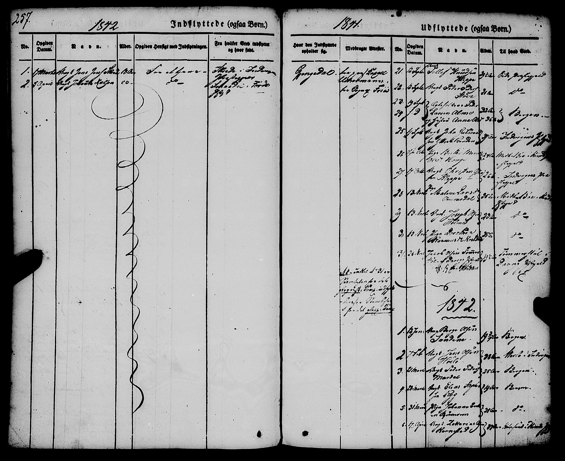 Gloppen sokneprestembete, SAB/A-80101/H/Haa/Haaa/L0008: Parish register (official) no. A 8, 1837-1855, p. 257