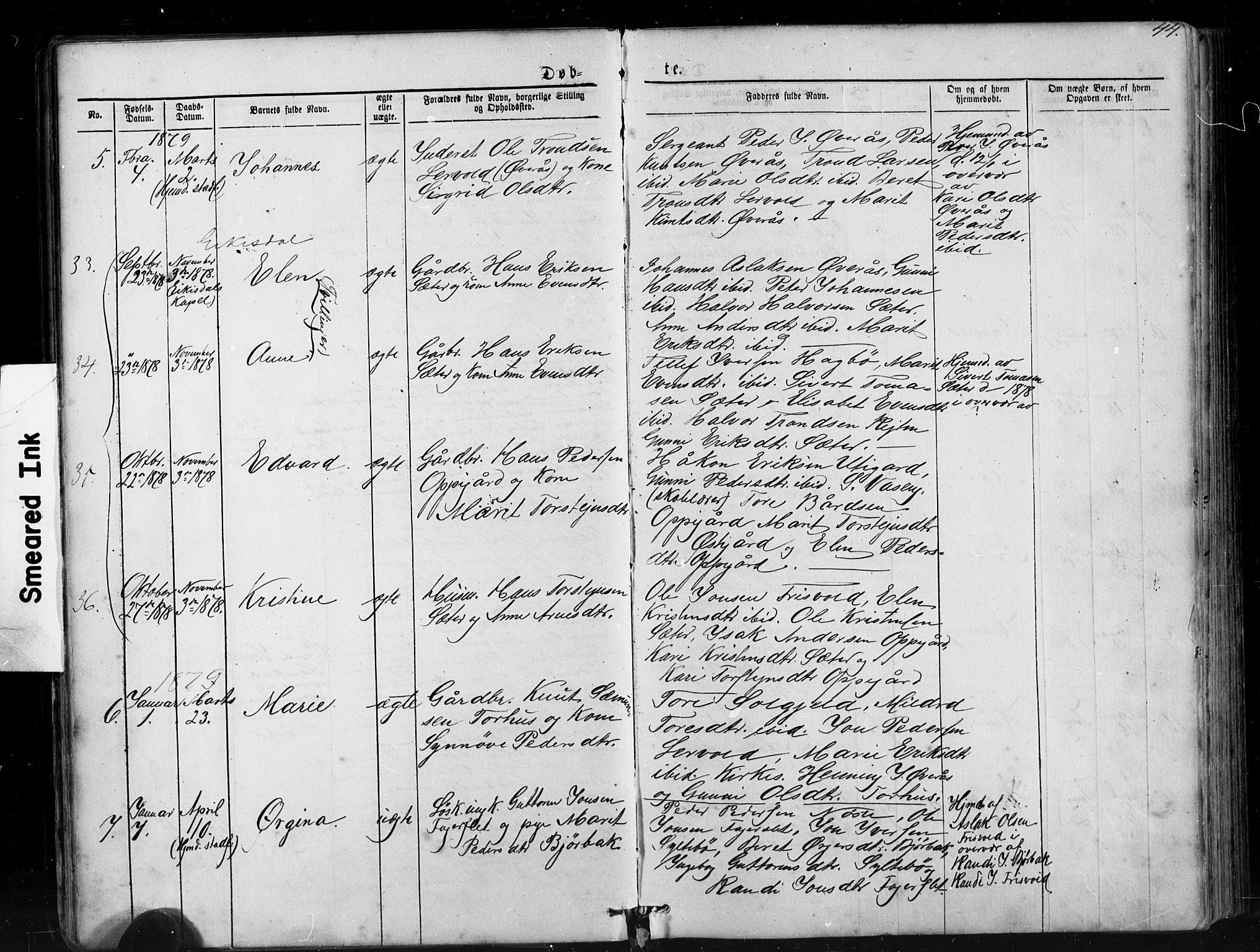 Ministerialprotokoller, klokkerbøker og fødselsregistre - Møre og Romsdal, AV/SAT-A-1454/552/L0638: Parish register (copy) no. 552C01, 1867-1902, p. 44