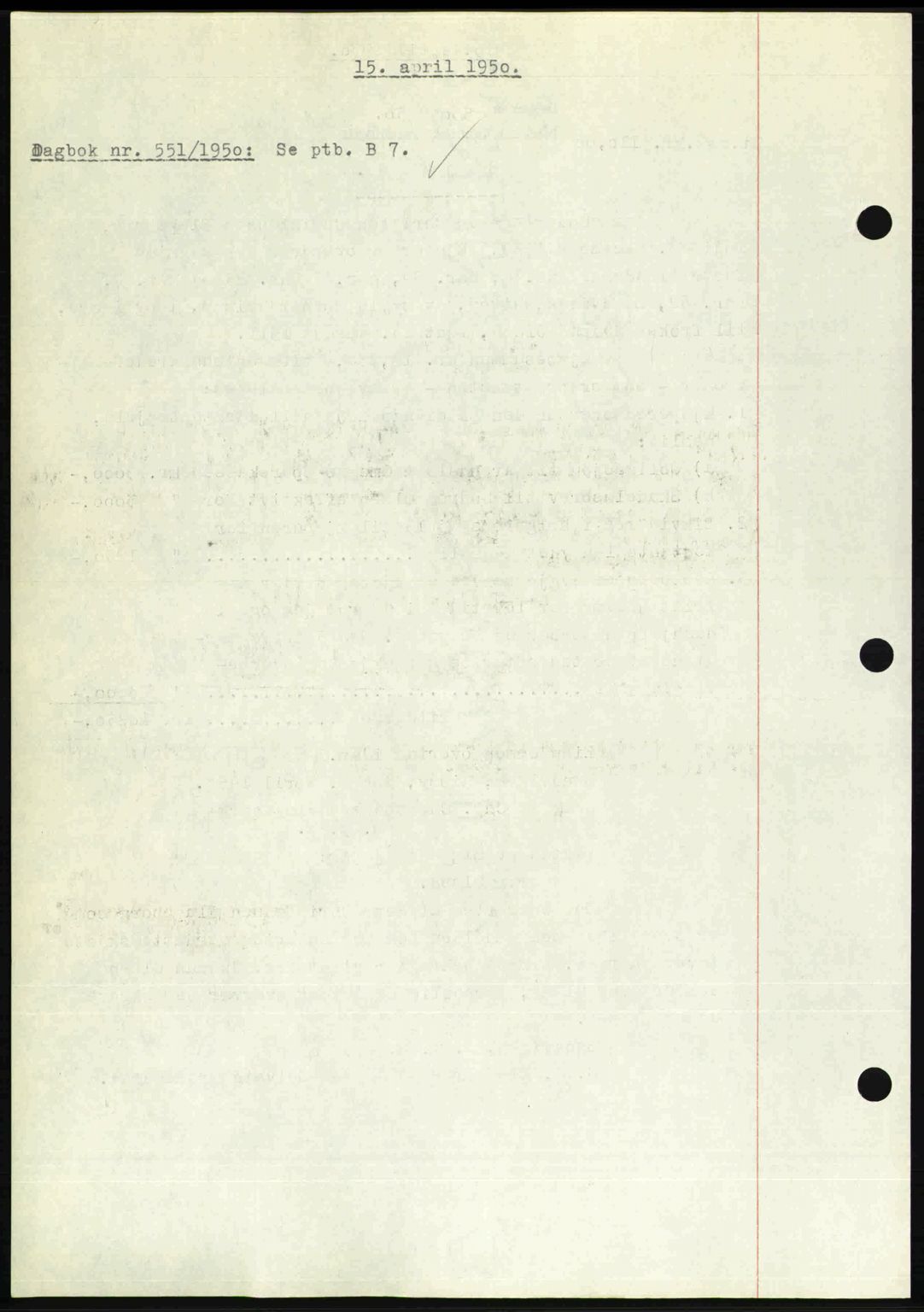 Nedenes sorenskriveri, SAK/1221-0006/G/Gb/Gba/L0062: Mortgage book no. A14, 1949-1950, Diary no: : 551/1950