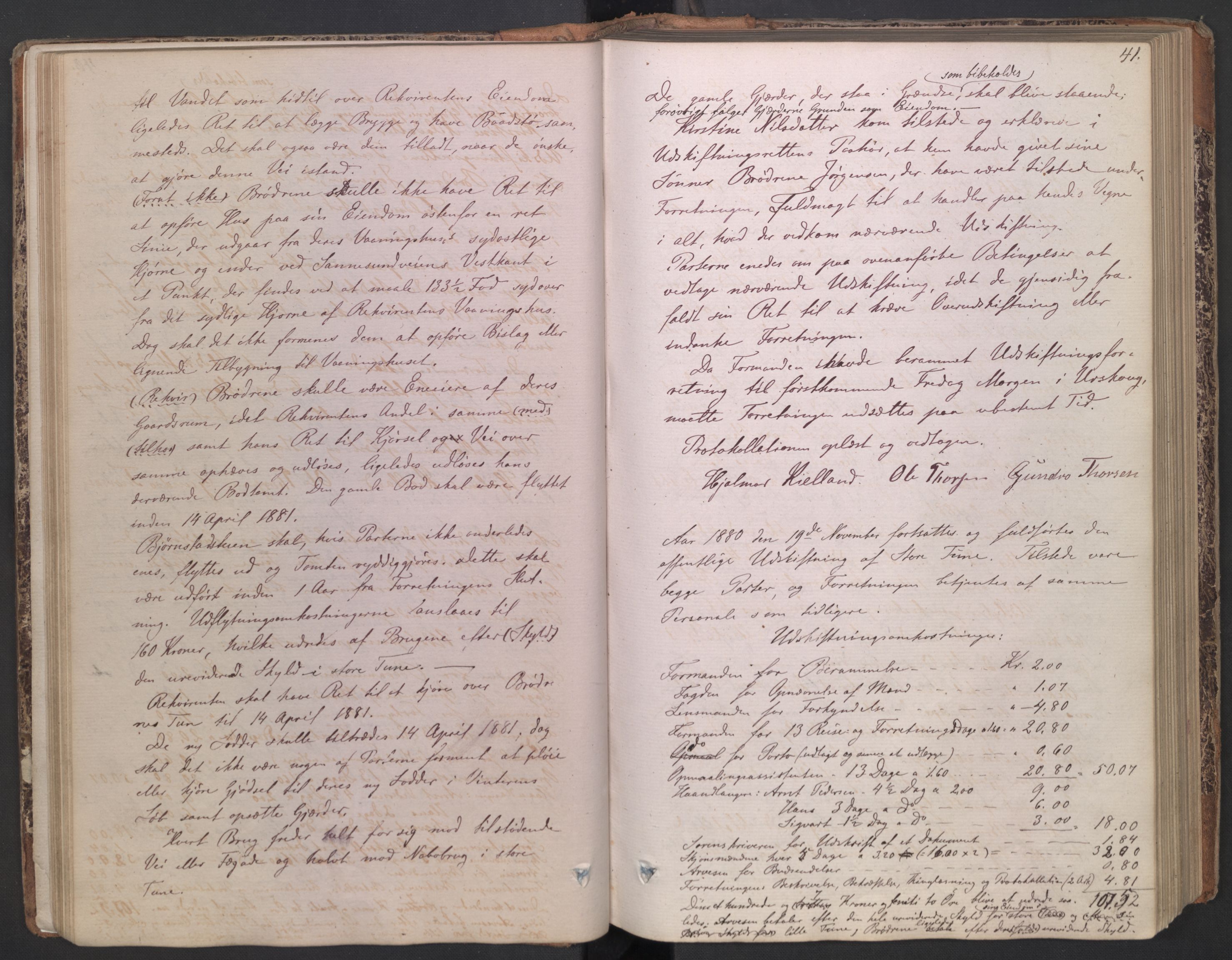 Østfold jordskifterett, AV/SAO-A-10240/F/Fa/L0001: Utskiftningsprotokoll, 1865-1901, p. 40b-41a