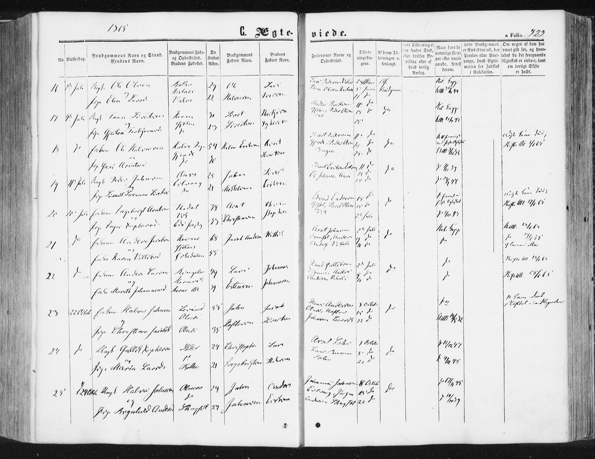 Ministerialprotokoller, klokkerbøker og fødselsregistre - Møre og Romsdal, AV/SAT-A-1454/578/L0905: Parish register (official) no. 578A04, 1859-1877, p. 323