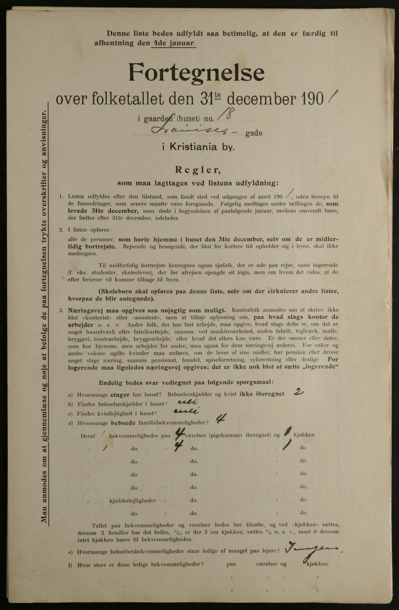 OBA, Municipal Census 1901 for Kristiania, 1901, p. 9030