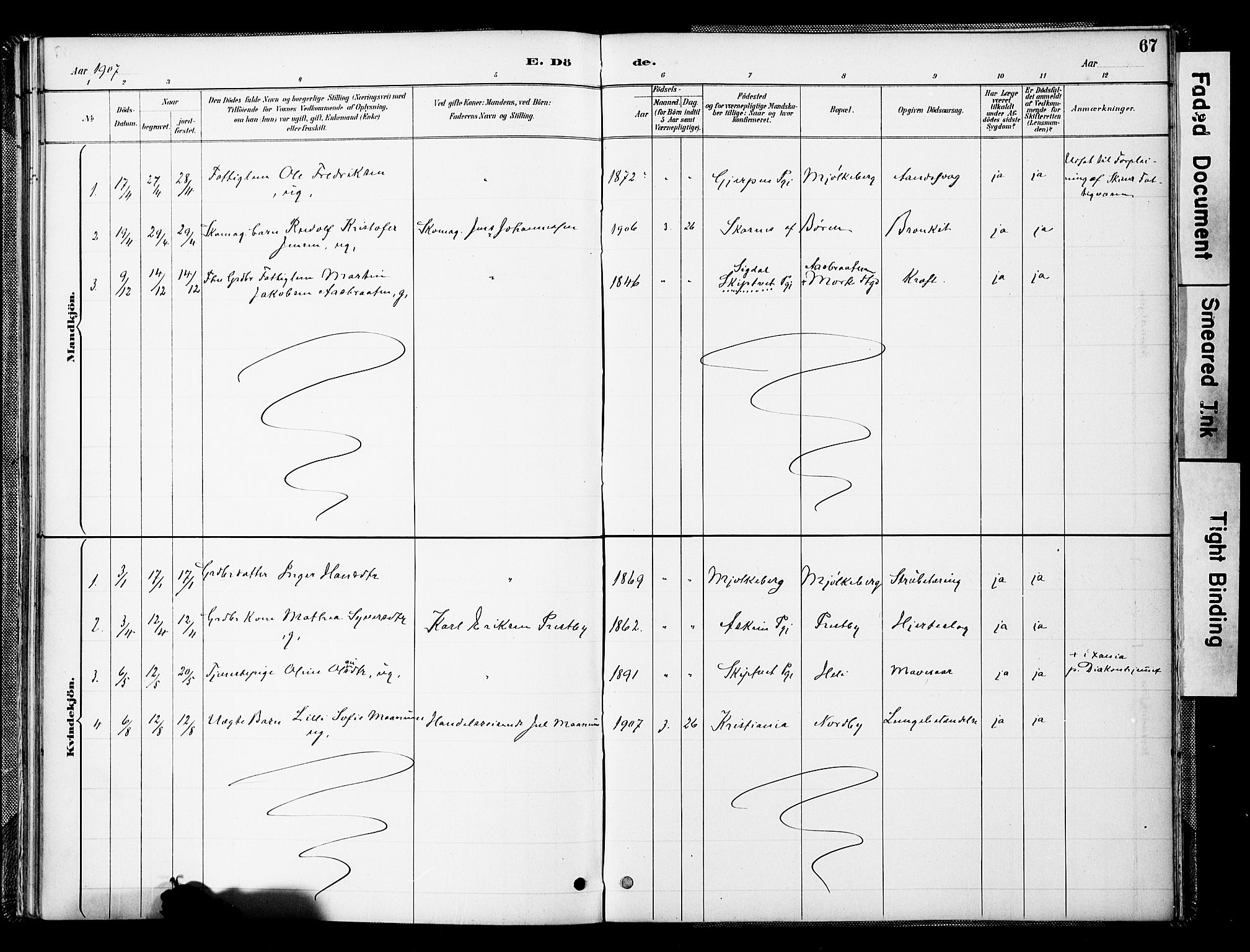 Spydeberg prestekontor Kirkebøker, AV/SAO-A-10924/F/Fc/L0001: Parish register (official) no. III 1, 1886-1907, p. 67