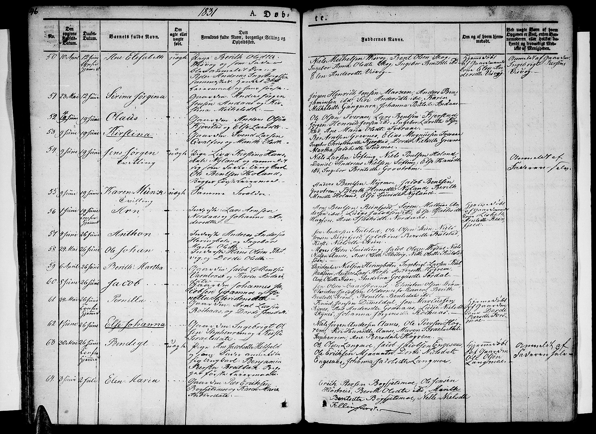 Ministerialprotokoller, klokkerbøker og fødselsregistre - Nordland, AV/SAT-A-1459/820/L0289: Parish register (official) no. 820A10, 1826-1845, p. 46