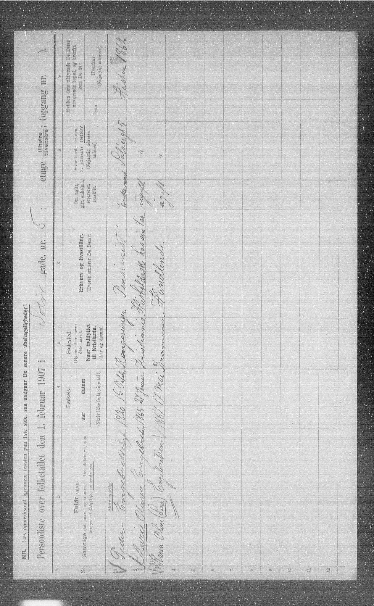OBA, Municipal Census 1907 for Kristiania, 1907, p. 50950