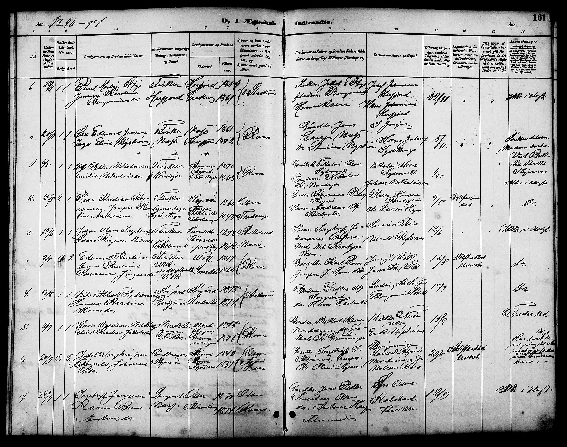 Ministerialprotokoller, klokkerbøker og fødselsregistre - Sør-Trøndelag, SAT/A-1456/657/L0716: Parish register (copy) no. 657C03, 1889-1904, p. 161