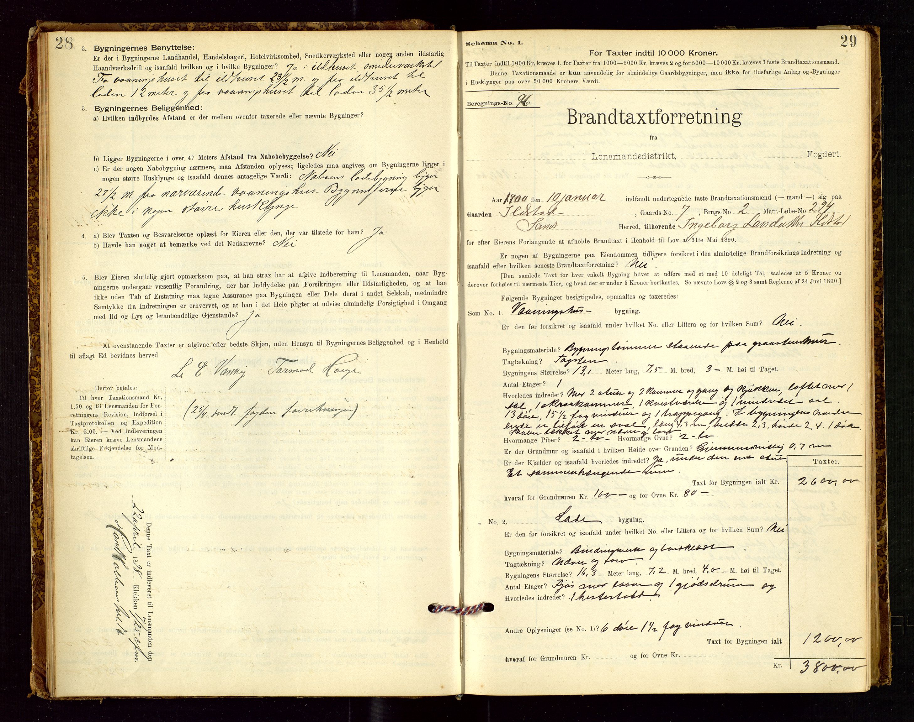 Sand lensmannskontor, AV/SAST-A-100415/Goc/L0001: "Brandtaxationsprotokol", 1895-1935, p. 28-29