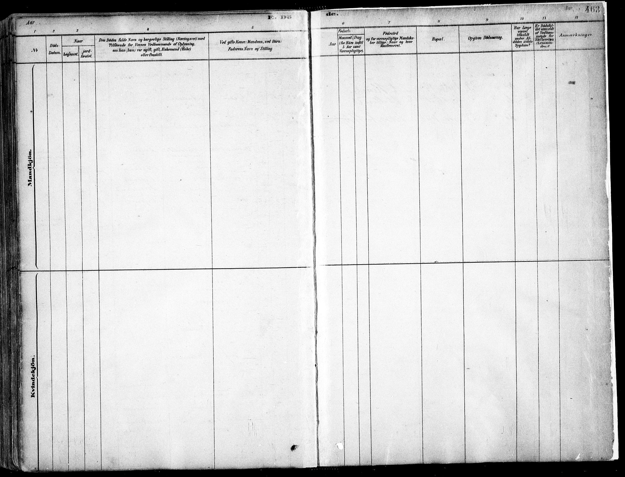 Arendal sokneprestkontor, Trefoldighet, SAK/1111-0040/F/Fa/L0008: Parish register (official) no. A 8, 1878-1899, p. 463