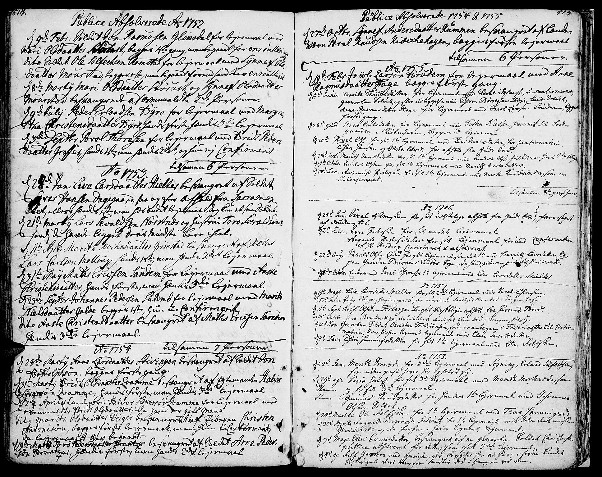 Lom prestekontor, AV/SAH-PREST-070/K/L0002: Parish register (official) no. 2, 1749-1801, p. 514-515