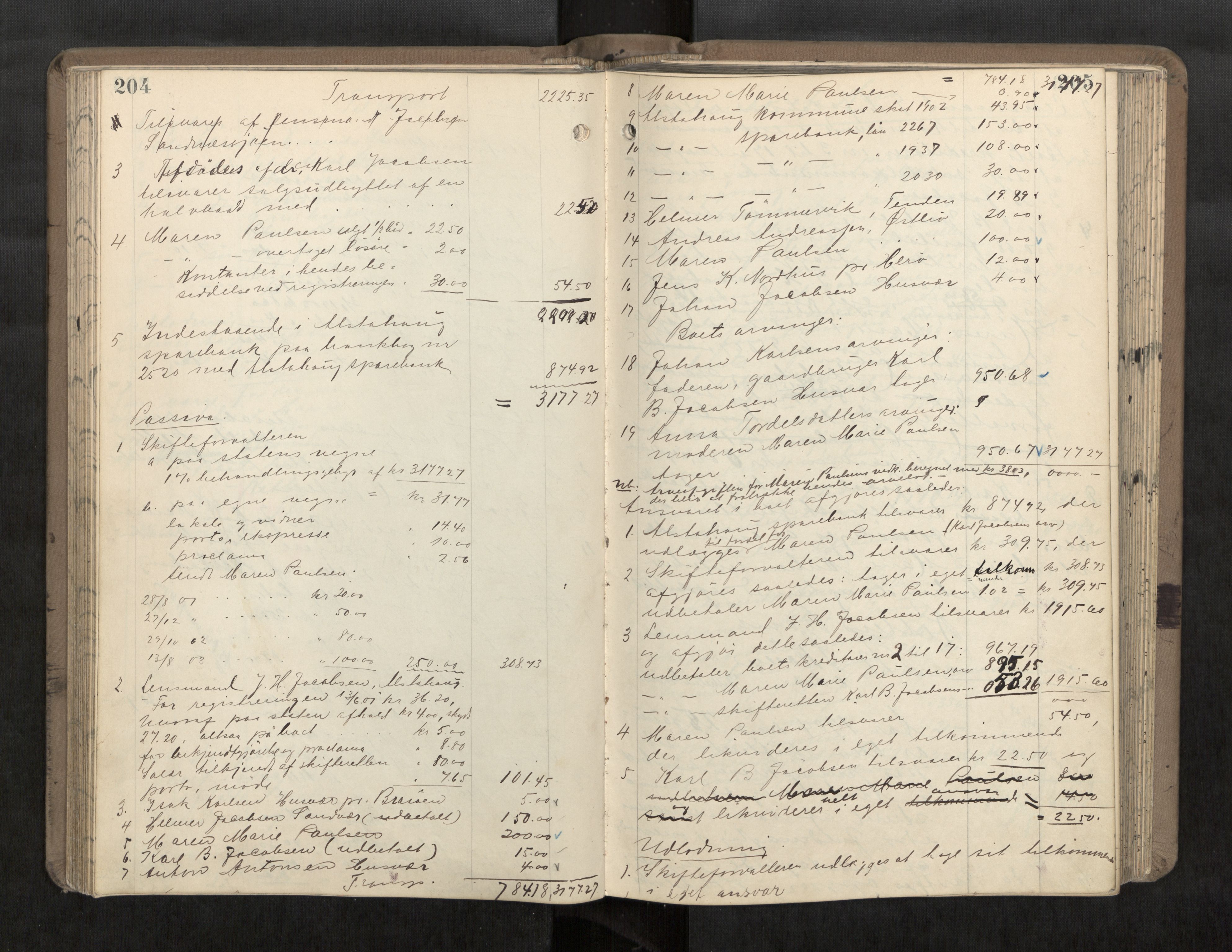 Søndre Helgeland sorenskriveri, AV/SAT-A-4575/1/3/3A/L0007: Skifteutlodningsprot., 1902-1907, p. 204-205