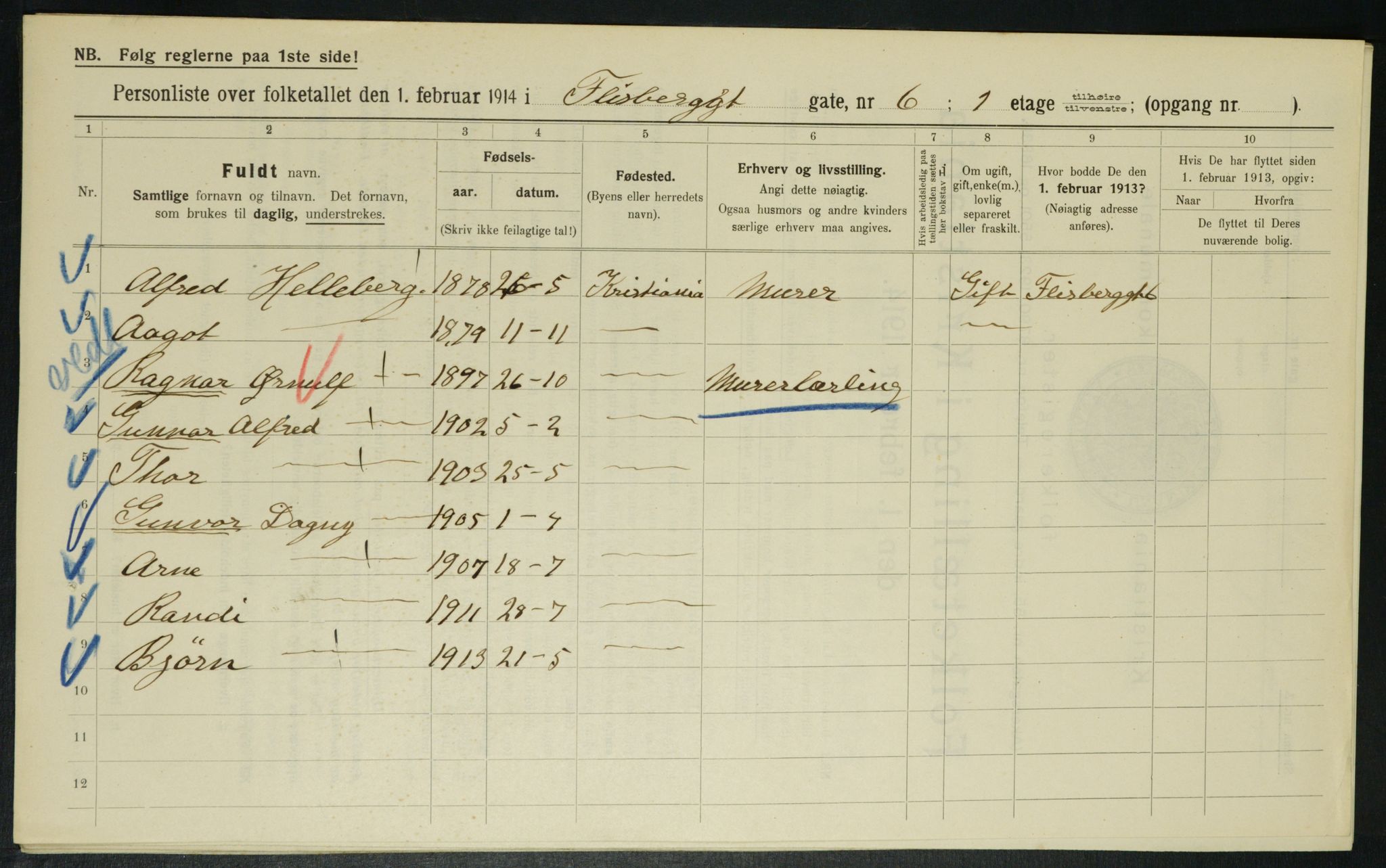 OBA, Municipal Census 1914 for Kristiania, 1914, p. 24787