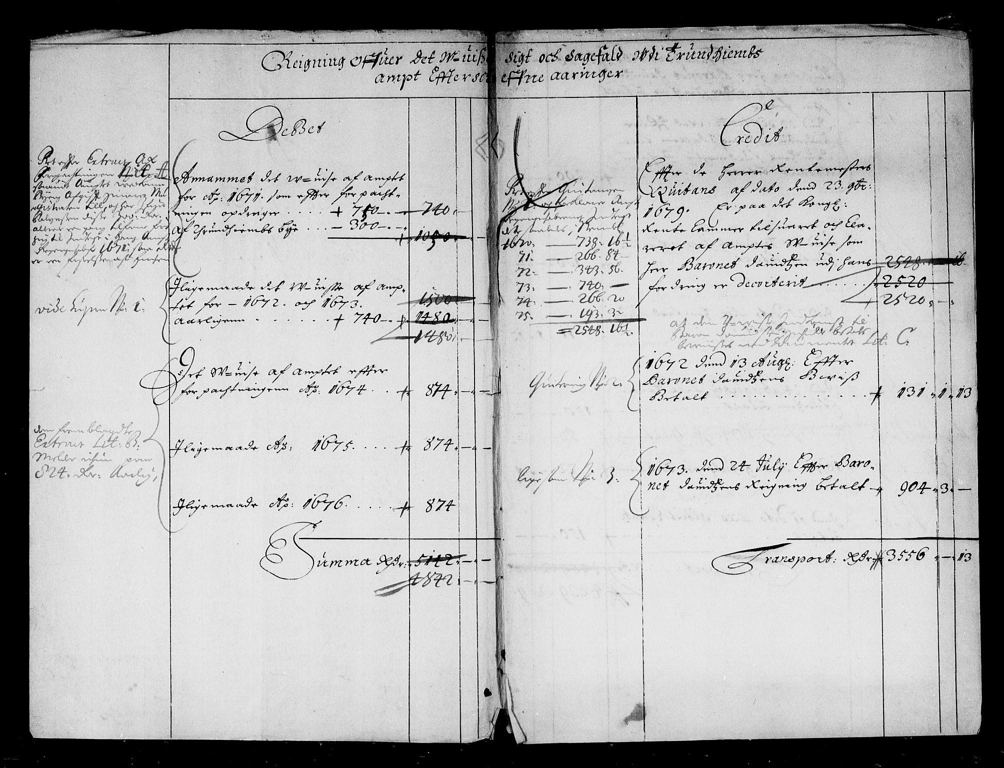 Rentekammeret inntil 1814, Reviderte regnskaper, Stiftamtstueregnskaper, Trondheim stiftamt og Nordland amt, AV/RA-EA-6044/R/Rd/L0044: Trondheim stiftamt, 1671-1676