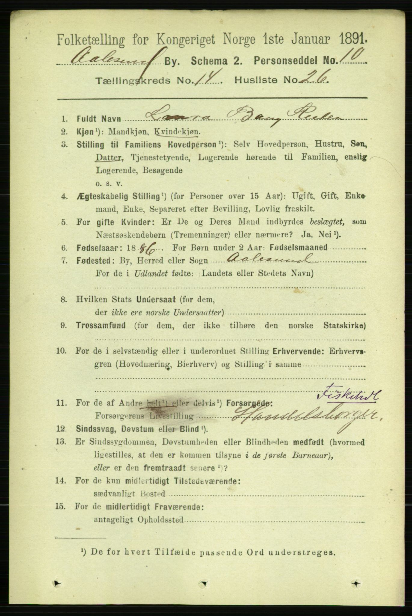 RA, 1891 census for 1501 Ålesund, 1891, p. 8769