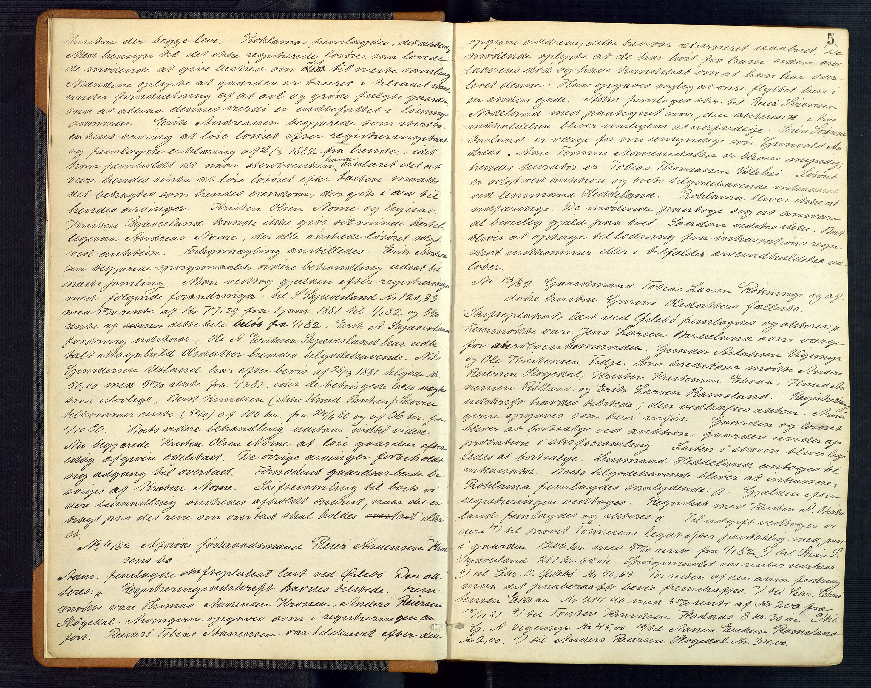Mandal sorenskriveri, AV/SAK-1221-0005/001/H/Hc/L0074: Skifteforhandlingsprotokoll nr 6, 1882-1887, p. 5