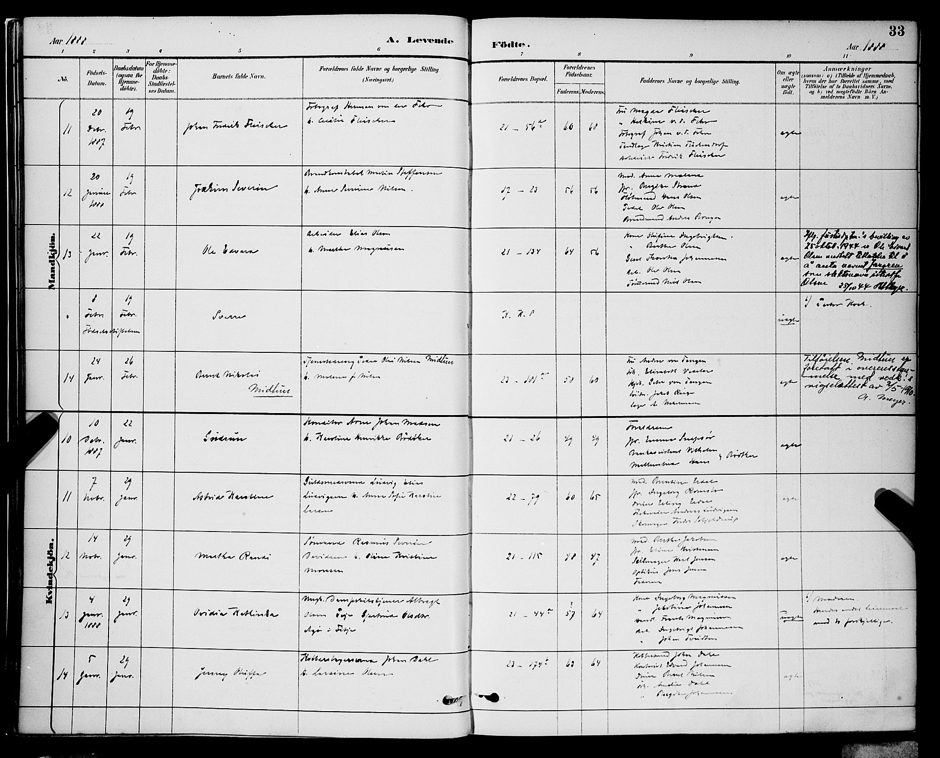 Korskirken sokneprestembete, AV/SAB-A-76101/H/Hab: Parish register (copy) no. B 9, 1887-1896, p. 33