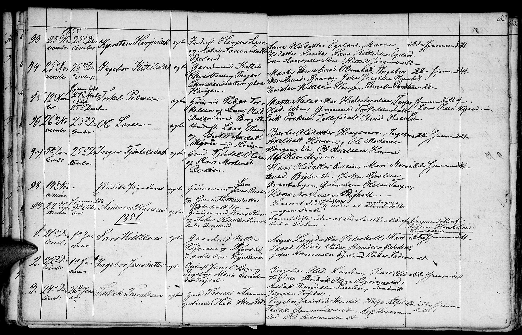 Gjerstad sokneprestkontor, AV/SAK-1111-0014/F/Fb/Fba/L0004: Parish register (copy) no. B 4, 1845-1853, p. 62