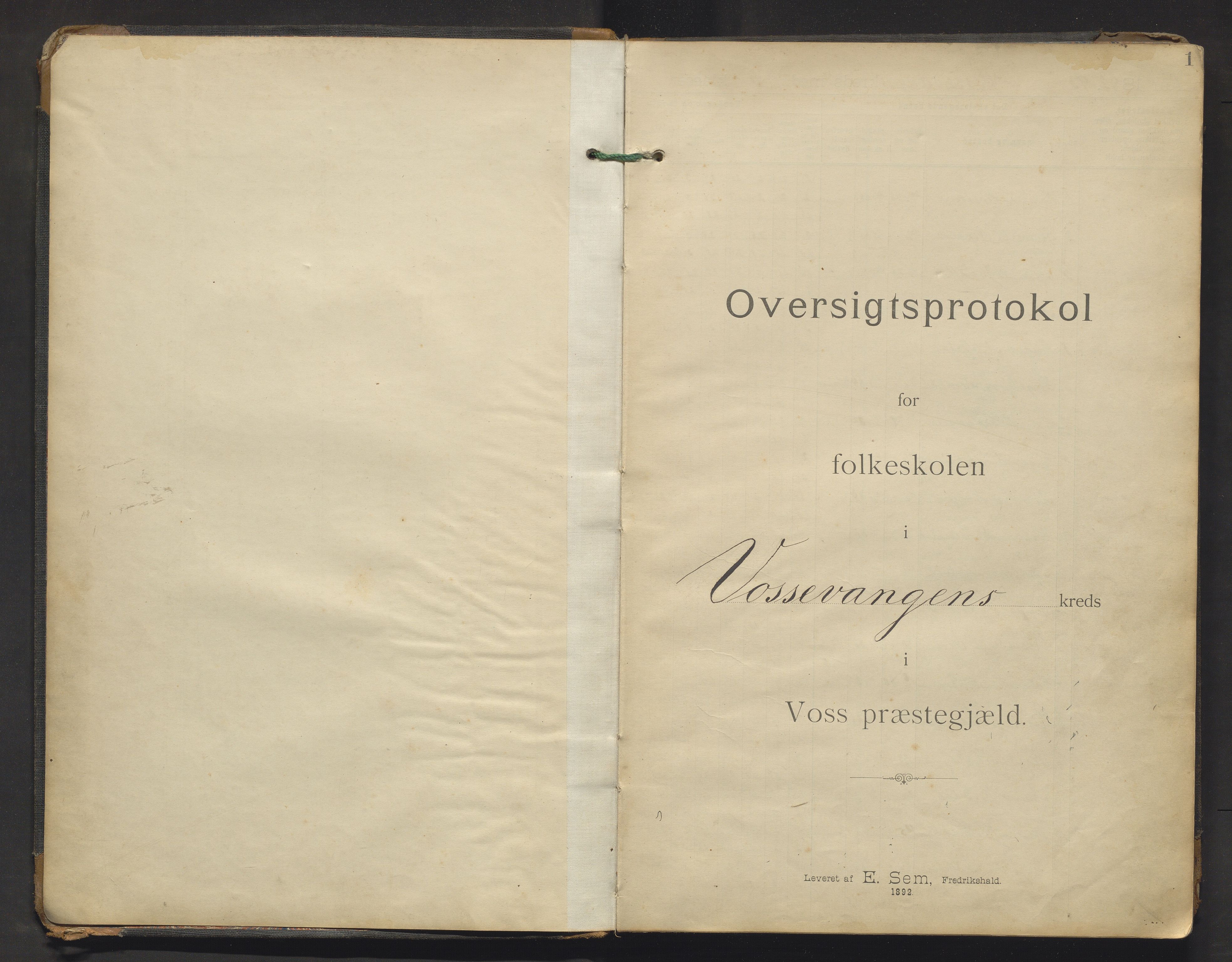 Voss kommune. Barneskulane, IKAH/1235-231/F/Fc/L0004: Skuleprotokoll for Vangen skule, 1892-1916