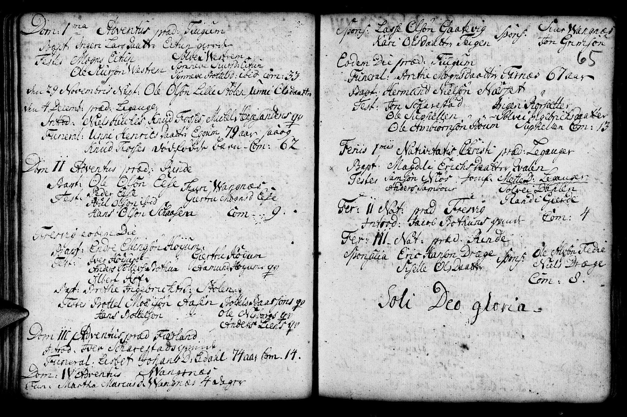 Leikanger sokneprestembete, AV/SAB-A-81001/H/Haa/Haaa/L0002: Parish register (official) no. A 2, 1735-1756, p. 65