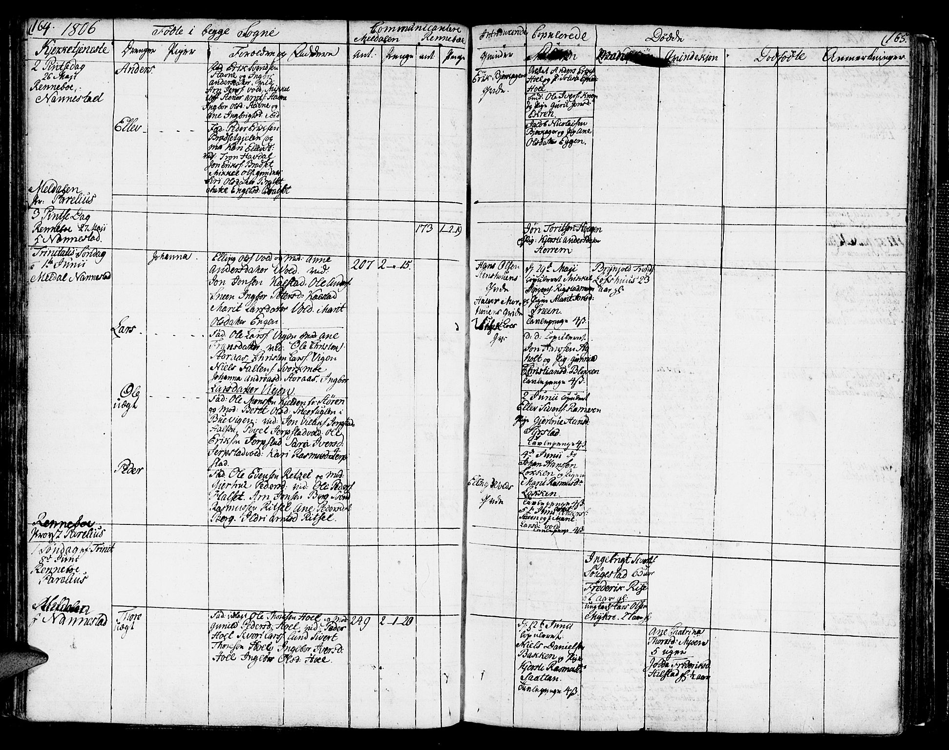 Ministerialprotokoller, klokkerbøker og fødselsregistre - Sør-Trøndelag, SAT/A-1456/672/L0852: Parish register (official) no. 672A05, 1776-1815, p. 164-165
