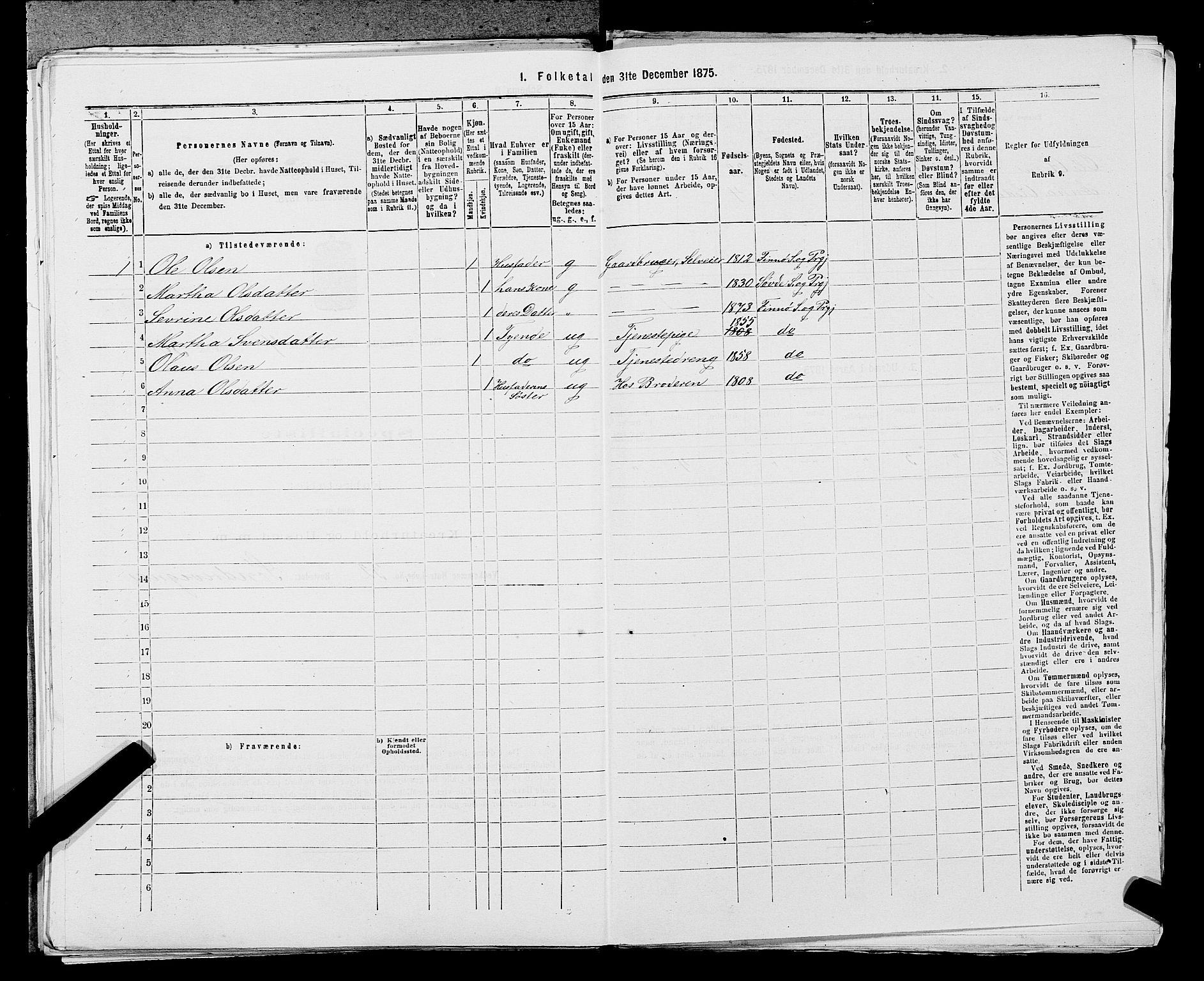 SAST, 1875 census for 1141P Finnøy, 1875, p. 437