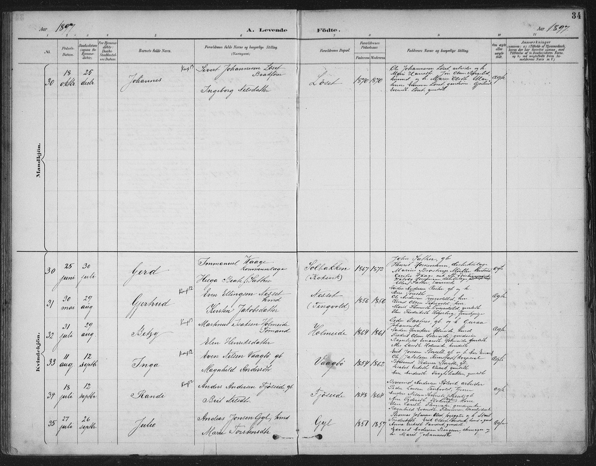 Ministerialprotokoller, klokkerbøker og fødselsregistre - Møre og Romsdal, AV/SAT-A-1454/586/L0988: Parish register (official) no. 586A14, 1893-1905, p. 34