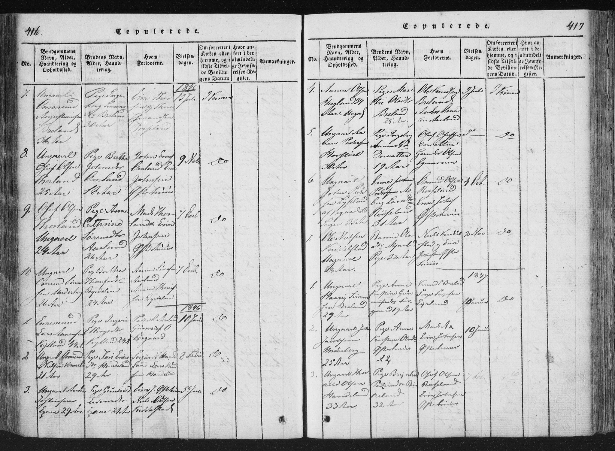 Åseral sokneprestkontor, SAK/1111-0051/F/Fa/L0001: Parish register (official) no. A 1, 1815-1853, p. 416-417