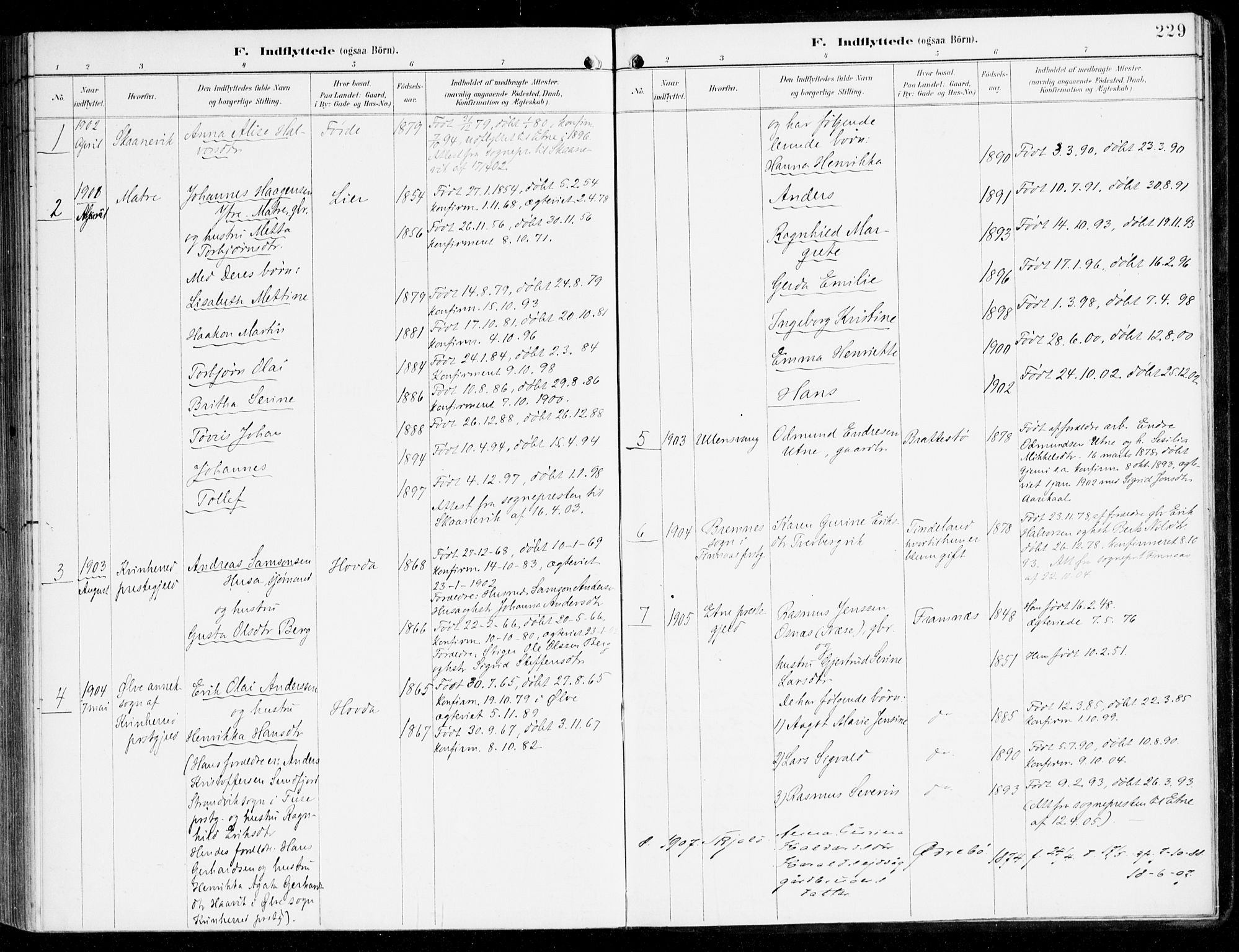 Sveio Sokneprestembete, SAB/A-78501/H/Haa: Parish register (official) no. D 2, 1894-1916, p. 229