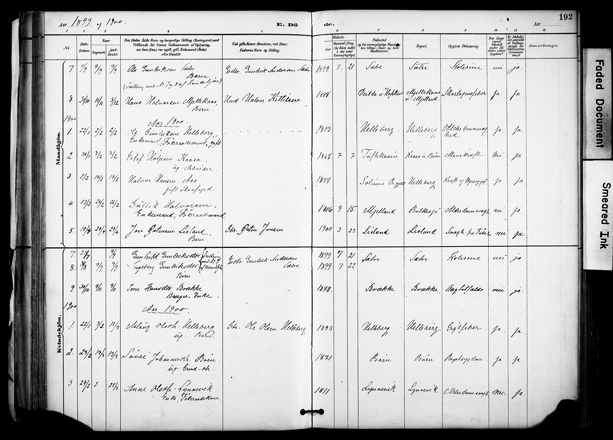 Gransherad kirkebøker, SAKO/A-267/F/Fa/L0005: Parish register (official) no. I 5, 1887-1916, p. 192