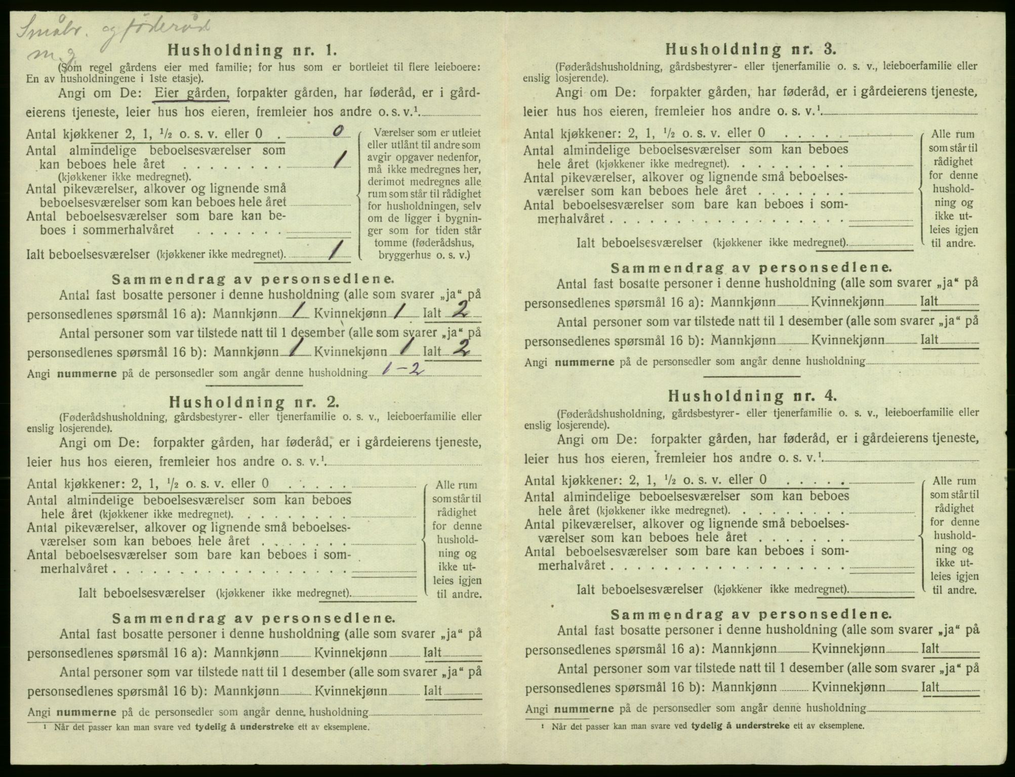 SAB, 1920 census for Røldal, 1920, p. 92