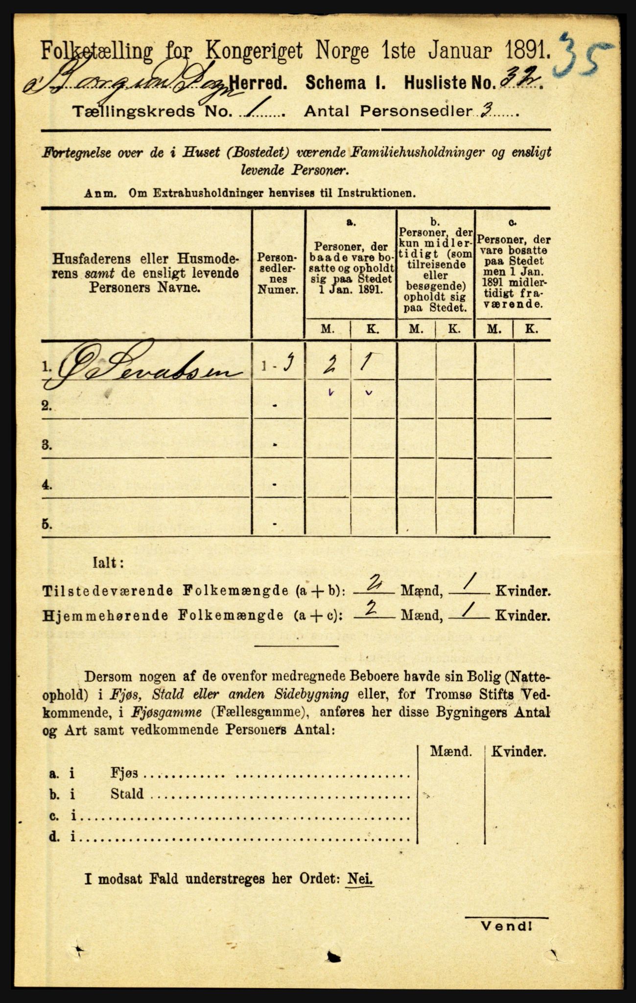 RA, 1891 census for 1423 Borgund, 1891, p. 45