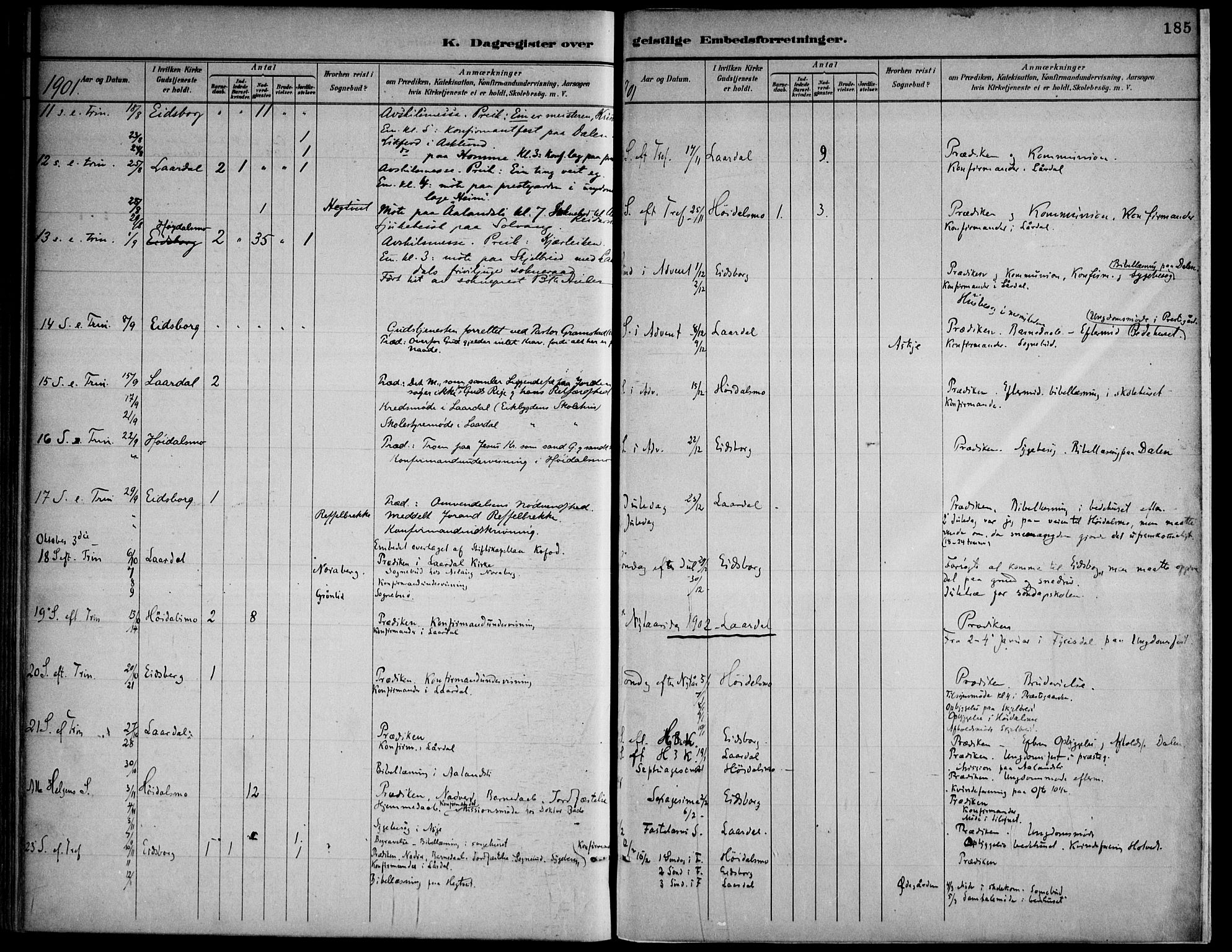 Lårdal kirkebøker, SAKO/A-284/F/Fa/L0007: Parish register (official) no. I 7, 1887-1906, p. 185