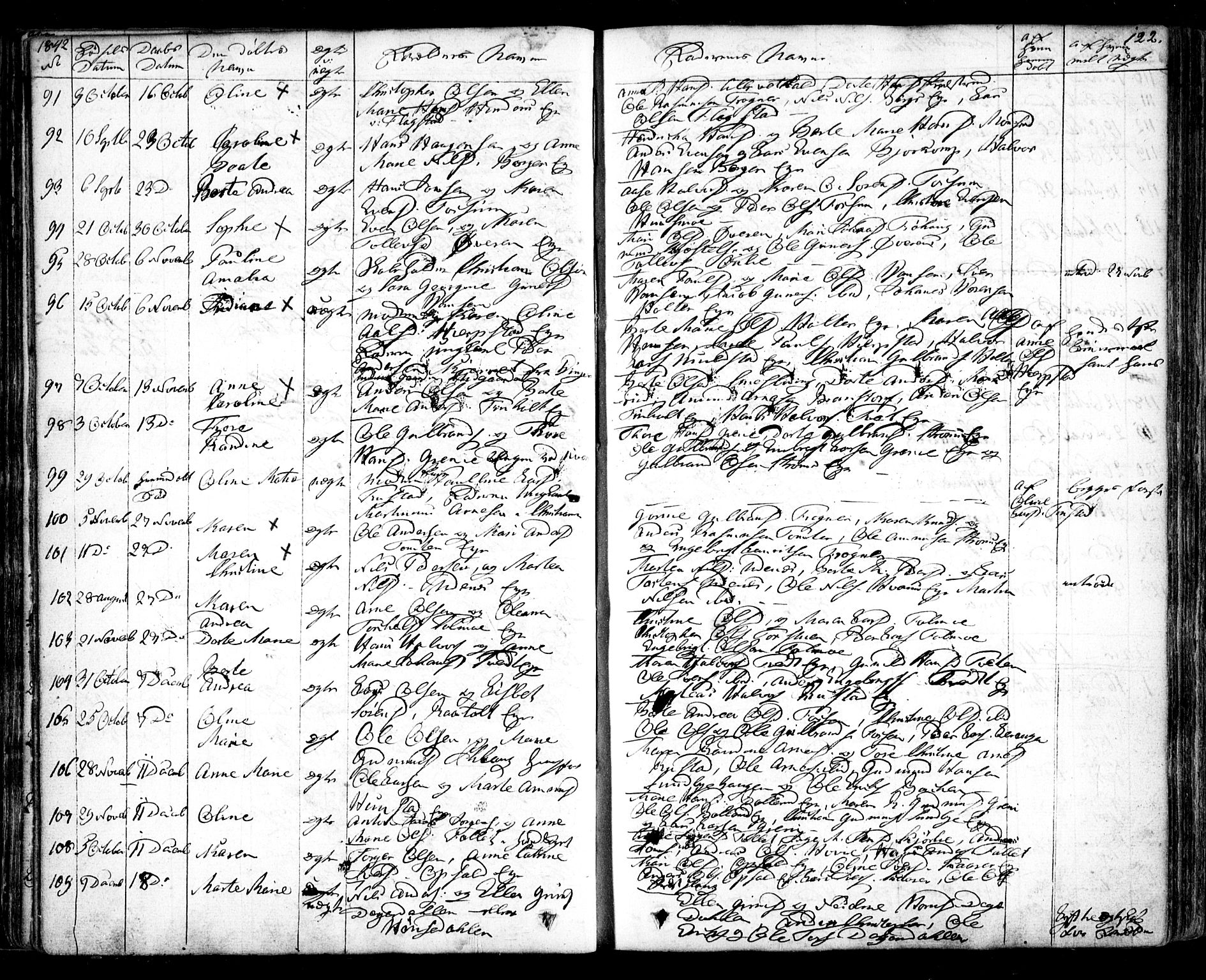 Nes prestekontor Kirkebøker, AV/SAO-A-10410/F/Fa/L0006: Parish register (official) no. I 6, 1833-1845, p. 122