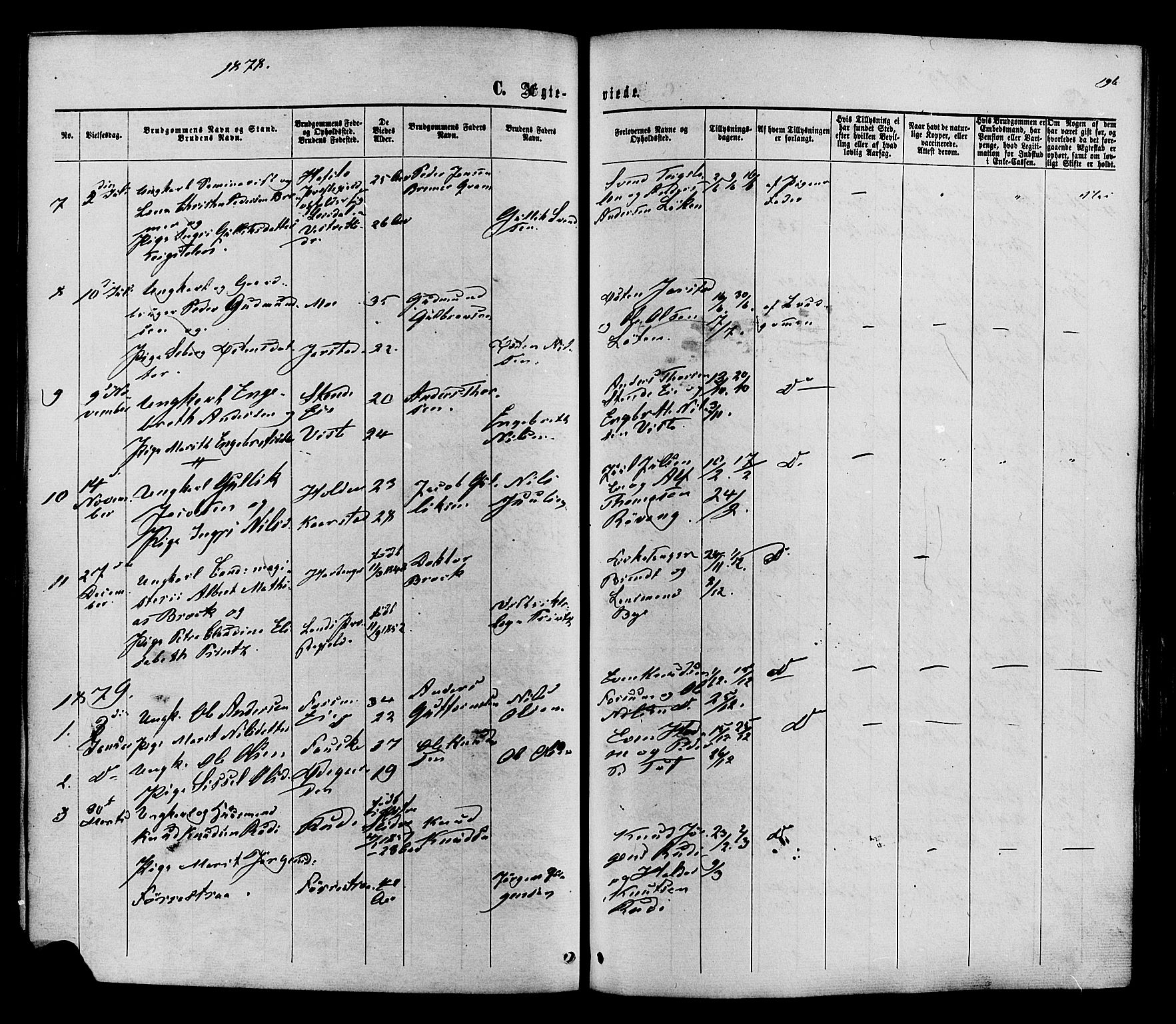 Vestre Slidre prestekontor, SAH/PREST-136/H/Ha/Haa/L0003: Parish register (official) no. 3, 1865-1880, p. 196