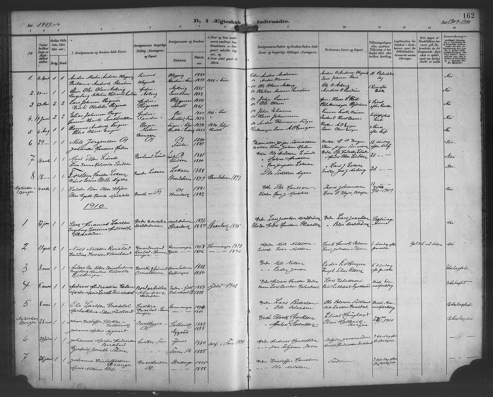 Os sokneprestembete, AV/SAB-A-99929: Parish register (copy) no. A 3, 1897-1913, p. 162