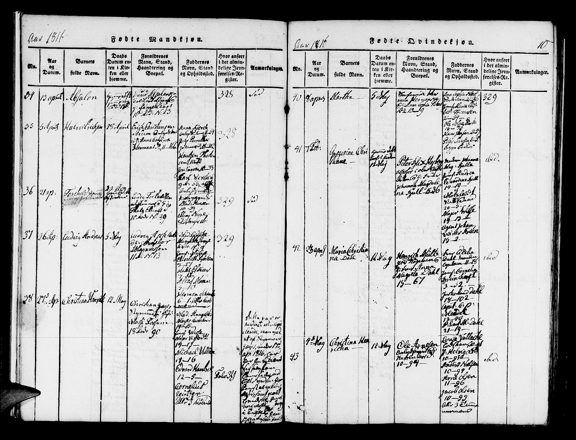 Domkirken sokneprestembete, AV/SAB-A-74801/H/Haa/L0010: Parish register (official) no. A 10, 1816-1821, p. 10