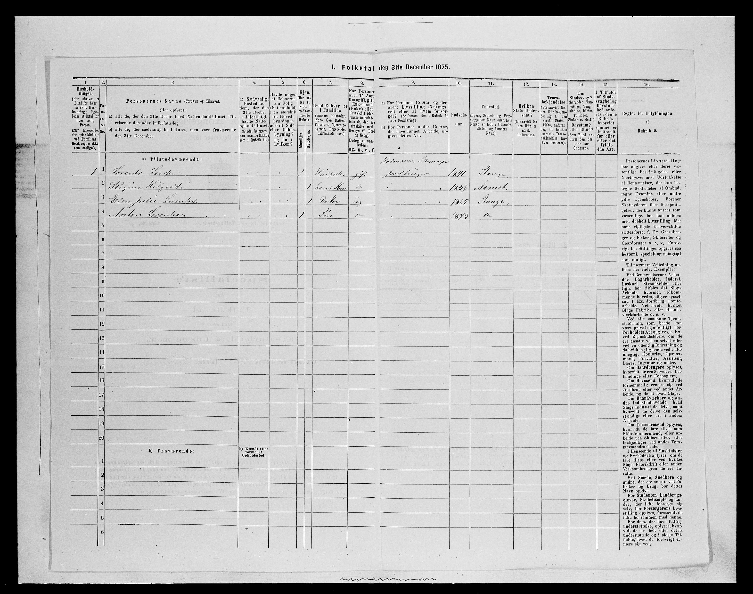 SAH, 1875 census for 0417P Stange, 1875, p. 1290