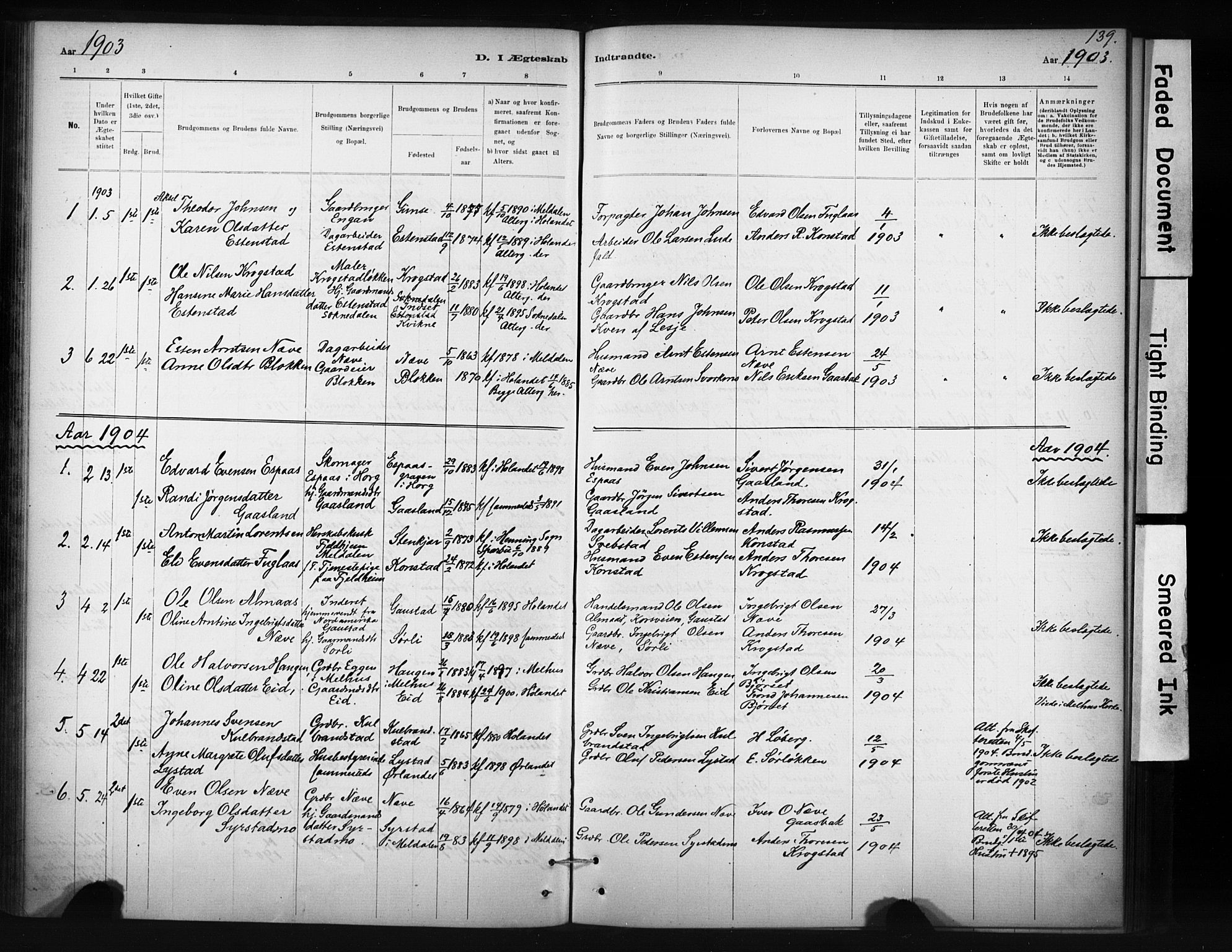 Ministerialprotokoller, klokkerbøker og fødselsregistre - Sør-Trøndelag, SAT/A-1456/694/L1127: Parish register (official) no. 694A01, 1887-1905, p. 139