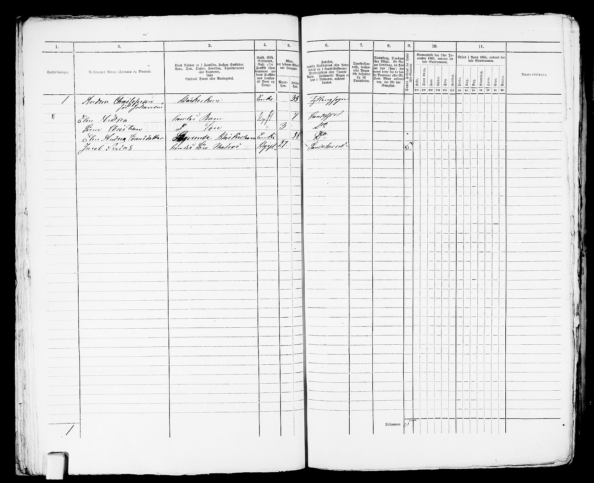 RA, 1865 census for Sandeherred/Sandefjord, 1865, p. 33