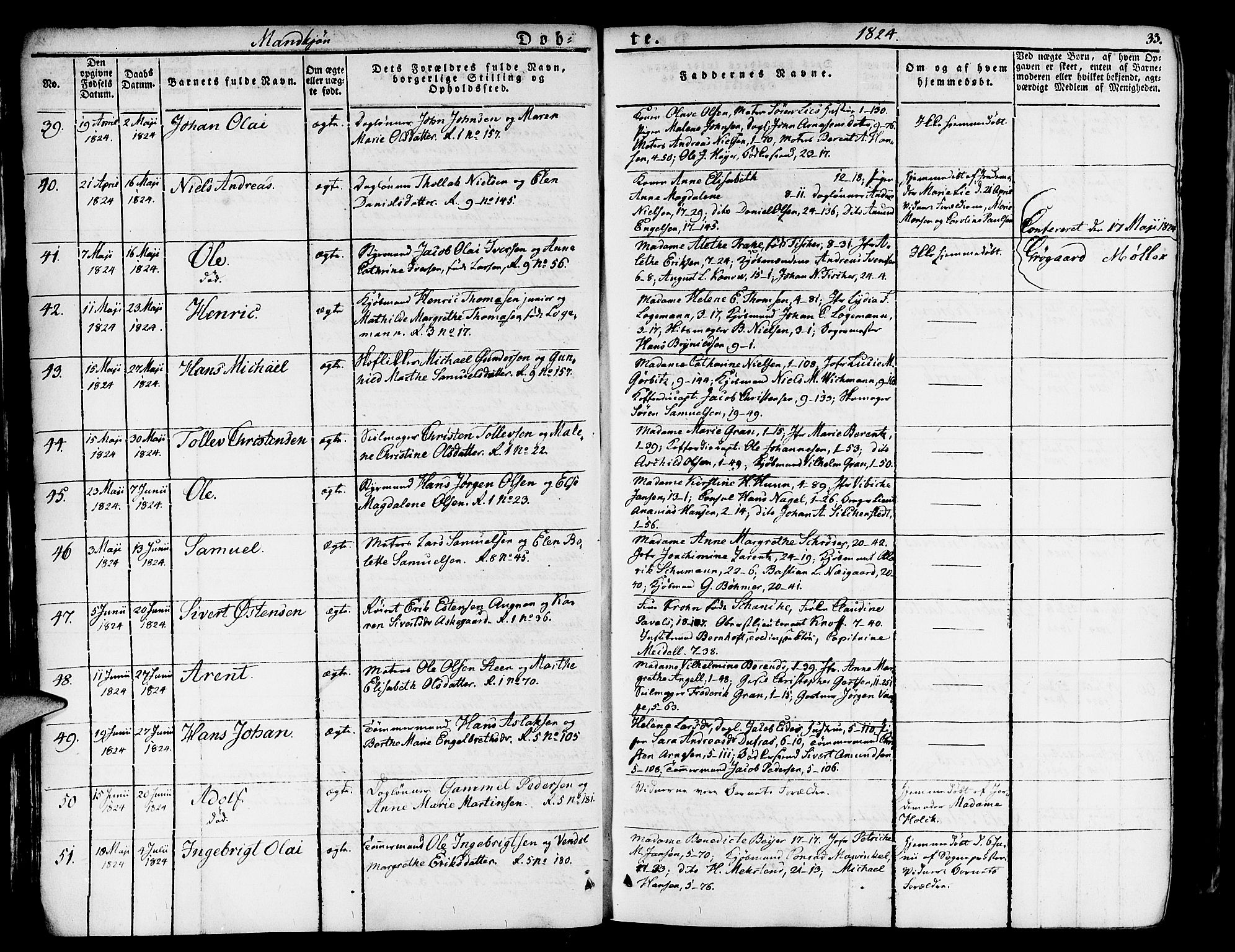 Nykirken Sokneprestembete, SAB/A-77101/H/Haa/L0012: Parish register (official) no. A 12, 1821-1844, p. 33