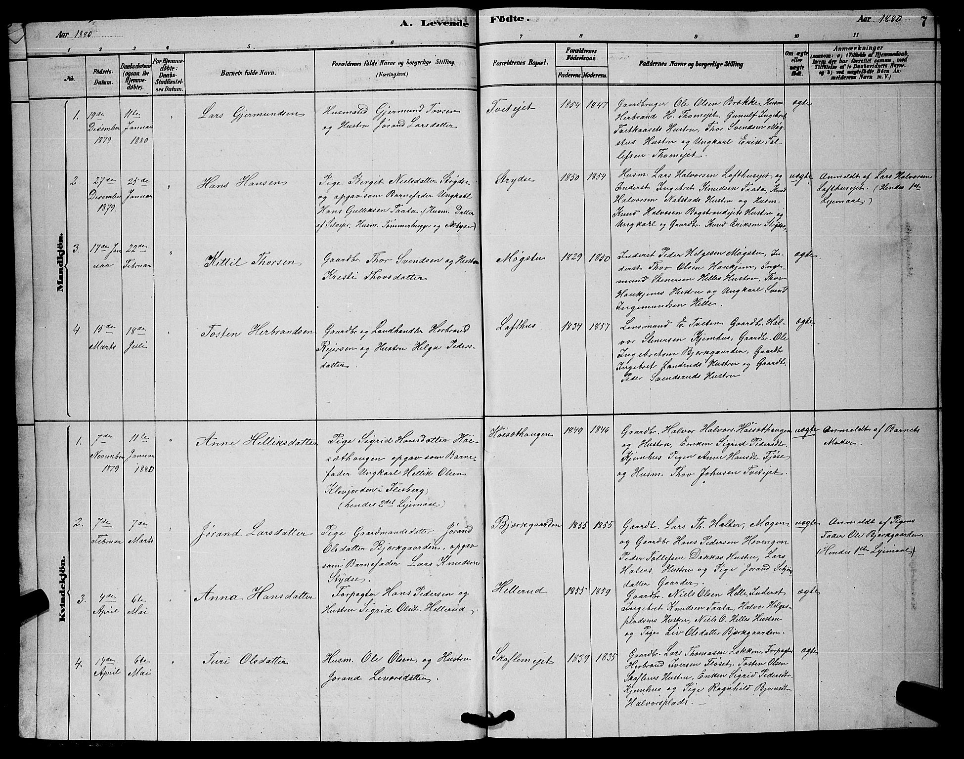 Rollag kirkebøker, AV/SAKO-A-240/G/Gb/L0002: Parish register (copy) no. II 2, 1878-1898, p. 7