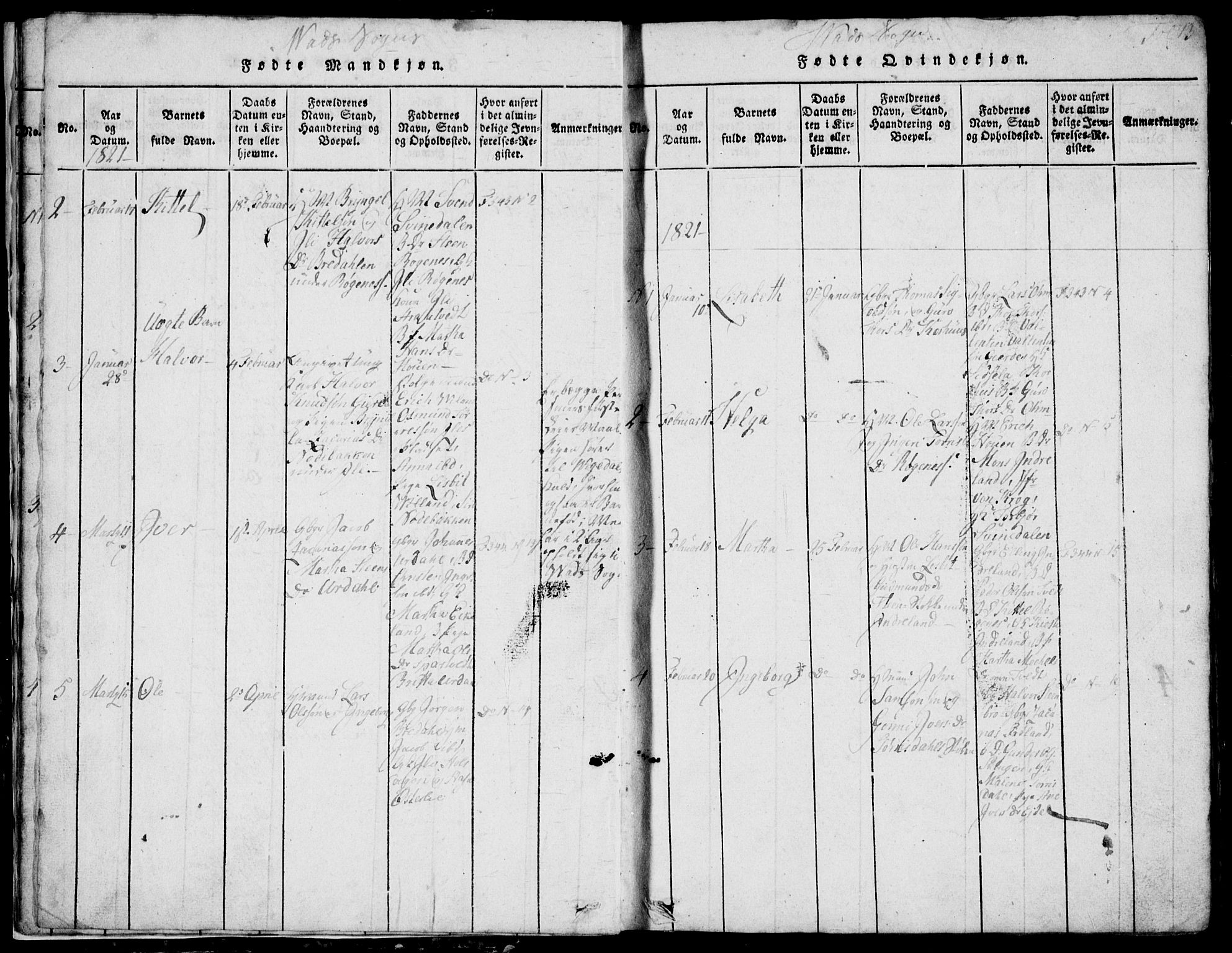 Skjold sokneprestkontor, AV/SAST-A-101847/H/Ha/Hab/L0002: Parish register (copy) no. B 2 /2, 1815-1830, p. 13