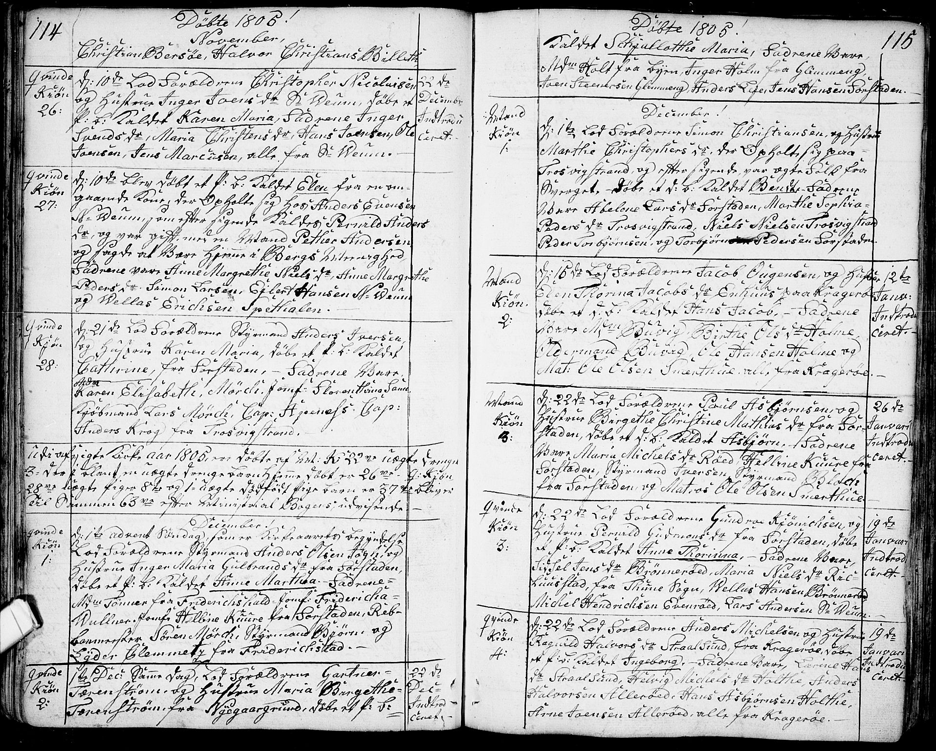 Glemmen prestekontor Kirkebøker, SAO/A-10908/F/Fa/L0003: Parish register (official) no. 3, 1803-1815, p. 114-115