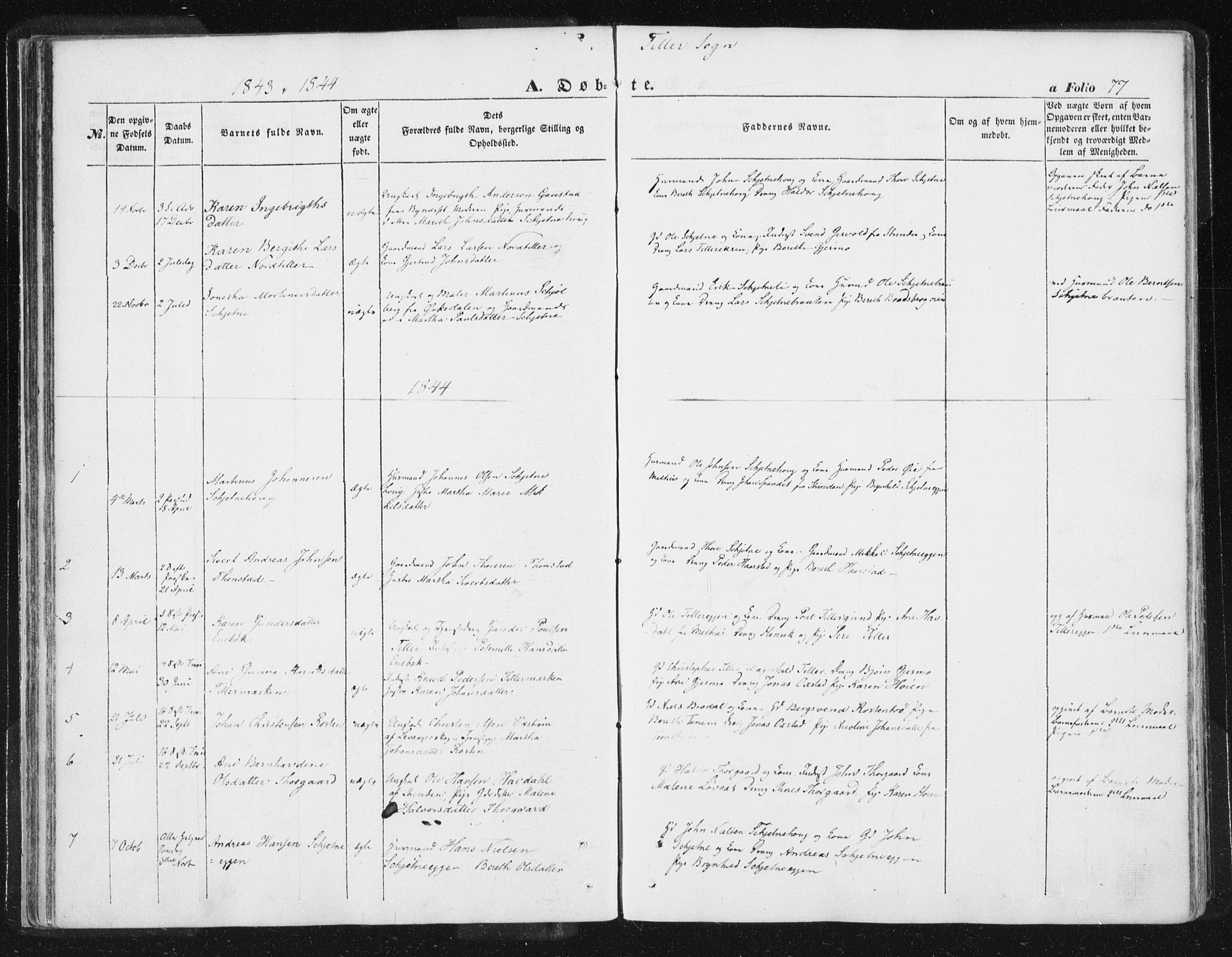 Ministerialprotokoller, klokkerbøker og fødselsregistre - Sør-Trøndelag, SAT/A-1456/618/L0441: Parish register (official) no. 618A05, 1843-1862, p. 77