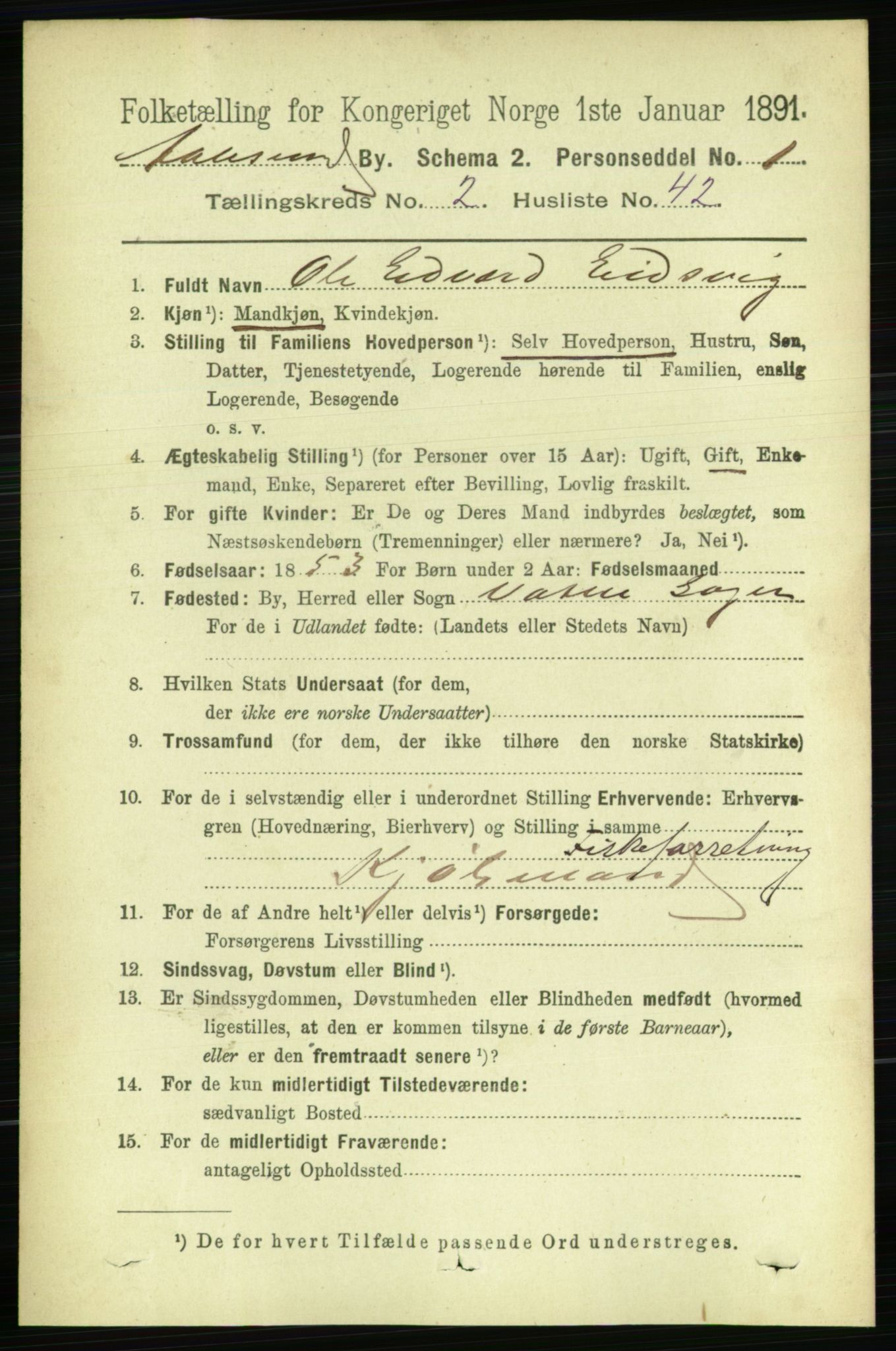 RA, 1891 census for 1501 Ålesund, 1891, p. 2264