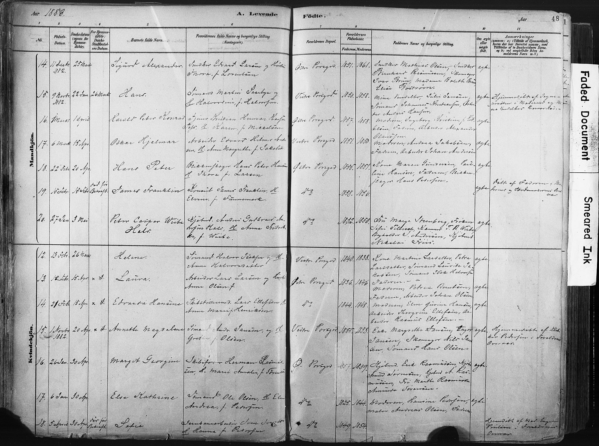 Porsgrunn kirkebøker , AV/SAKO-A-104/F/Fa/L0008: Parish register (official) no. 8, 1878-1895, p. 48