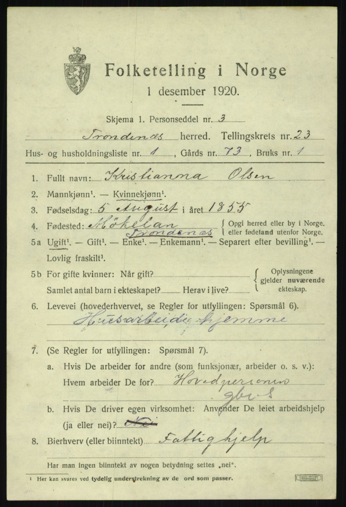 SATØ, 1920 census for Trondenes, 1920, p. 17894